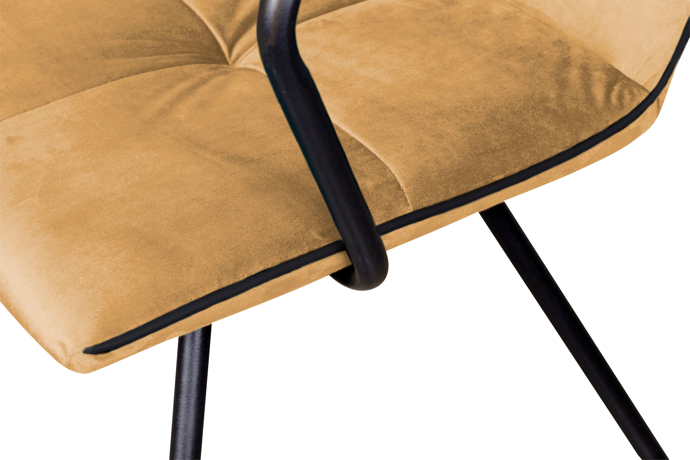 Kayoom Polsterstuhl »Stuhl Eaden 225 2er-Set, samtiger Stoffbezug, Paspel aus Kunstleder«, (Set), 2 St., stilvoll, pflegeleicht, zeitgemäße Farbgebung, samtiger Stoffbezug