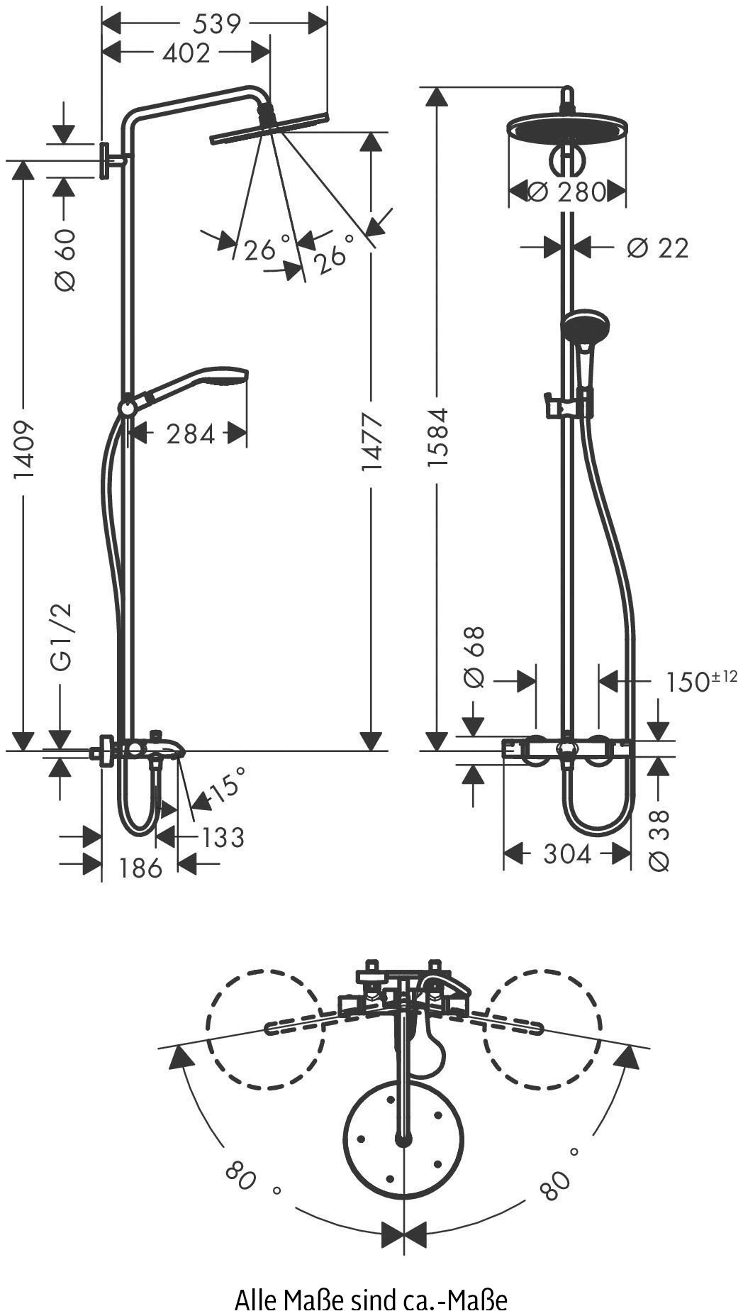 hansgrohe Duschsystem »Croma Select S«, (Komplett-Set), 28cm, mit 
