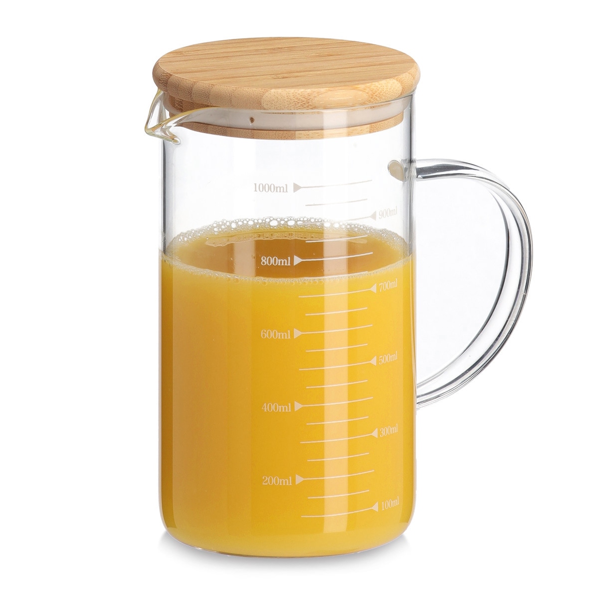 Zeller Present Messbecher »Messbecher mit Bambusdeckel 2tlg.« Glas Set, 2 Stk. tlg. ca. Ø10(x17)x18,5 cm