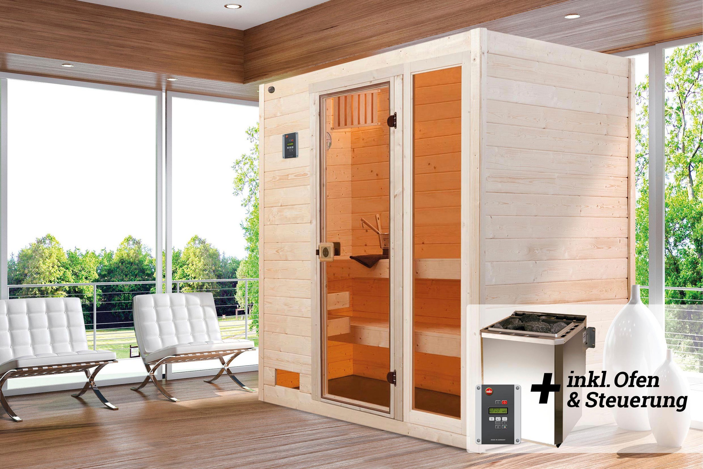 weka Sauna »Valida« Set,  7,5 kW Bio-Ofen mit digitaler Steuerung
