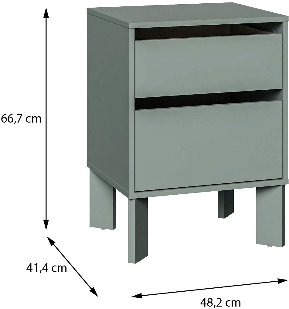 FORTE Nachtkommode »Tahoe Nachtkommode, grifflos,  2 Schubkästen« B/H/T 48,2/66,7/41,4 cm