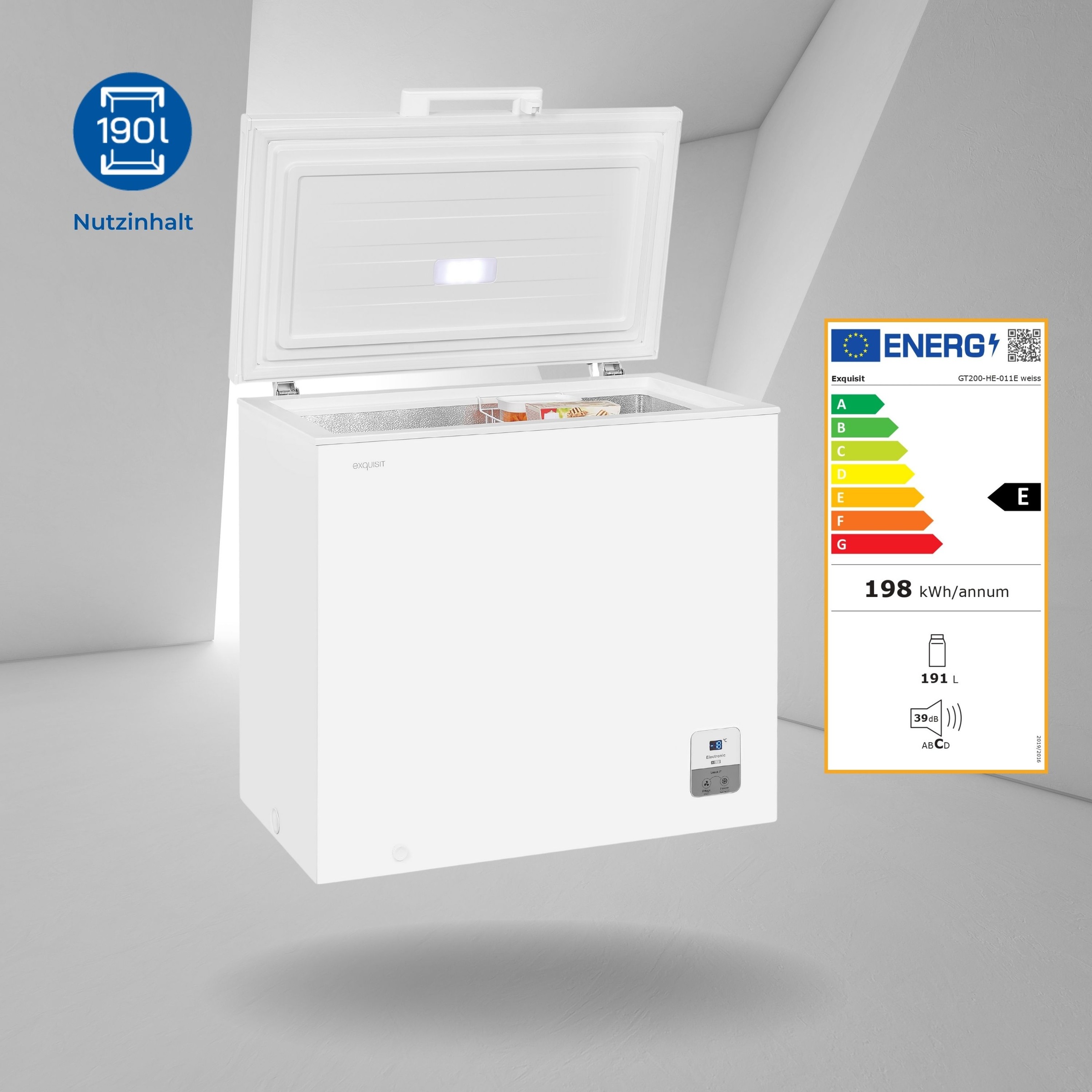 exquisit Gefriertruhe »GT200-HE-O11E weiss« 85,3 cm hoch 89,1 cm breit 2-in-1 Gefrier-/Kühltruhe mit LED, Griff, Schloss&flexibel einstellbar