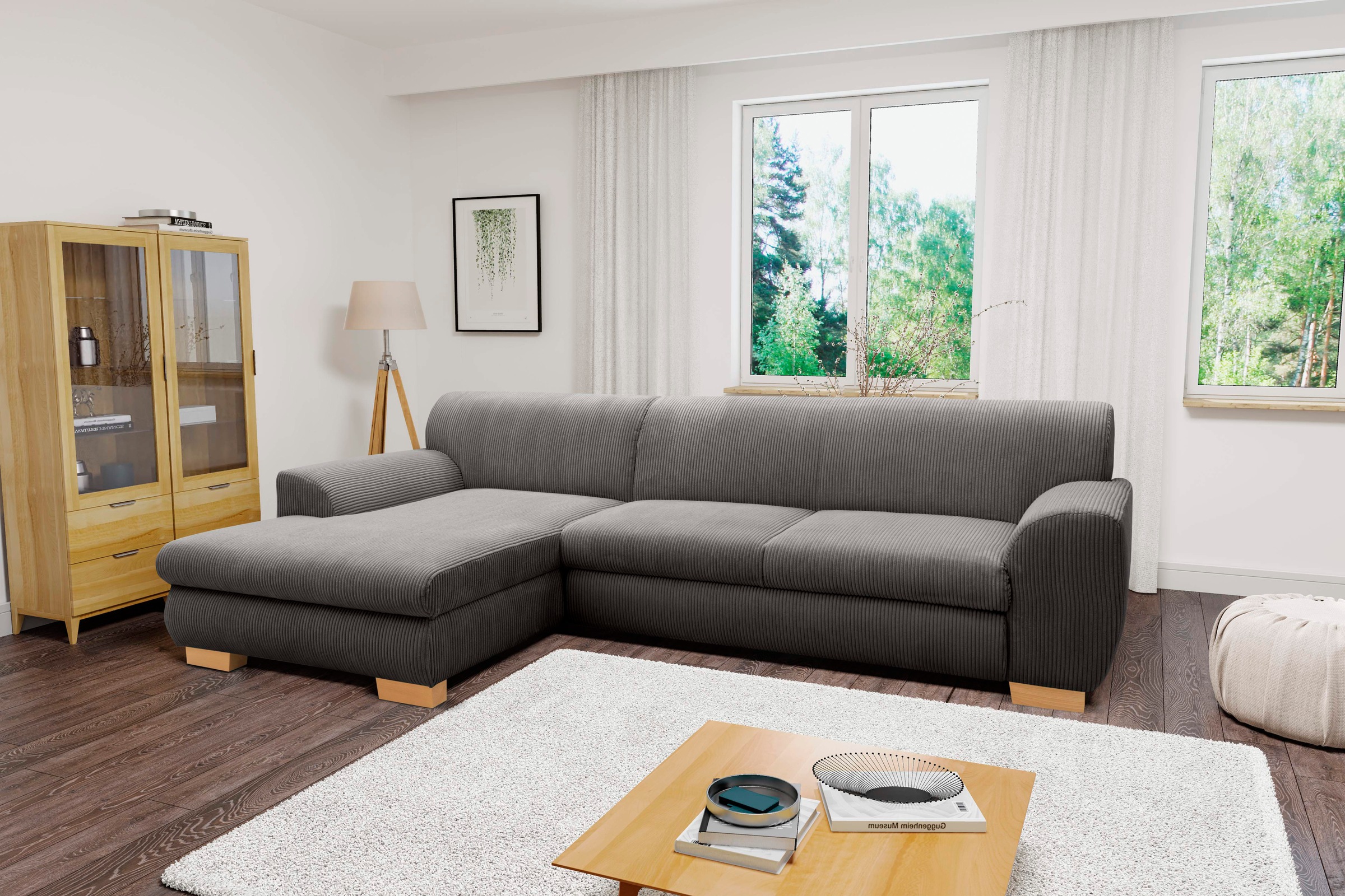 Home affaire Ecksofa »Nika zeitlos und elegant, L-Form« wahlweise mit Bettf günstig online kaufen