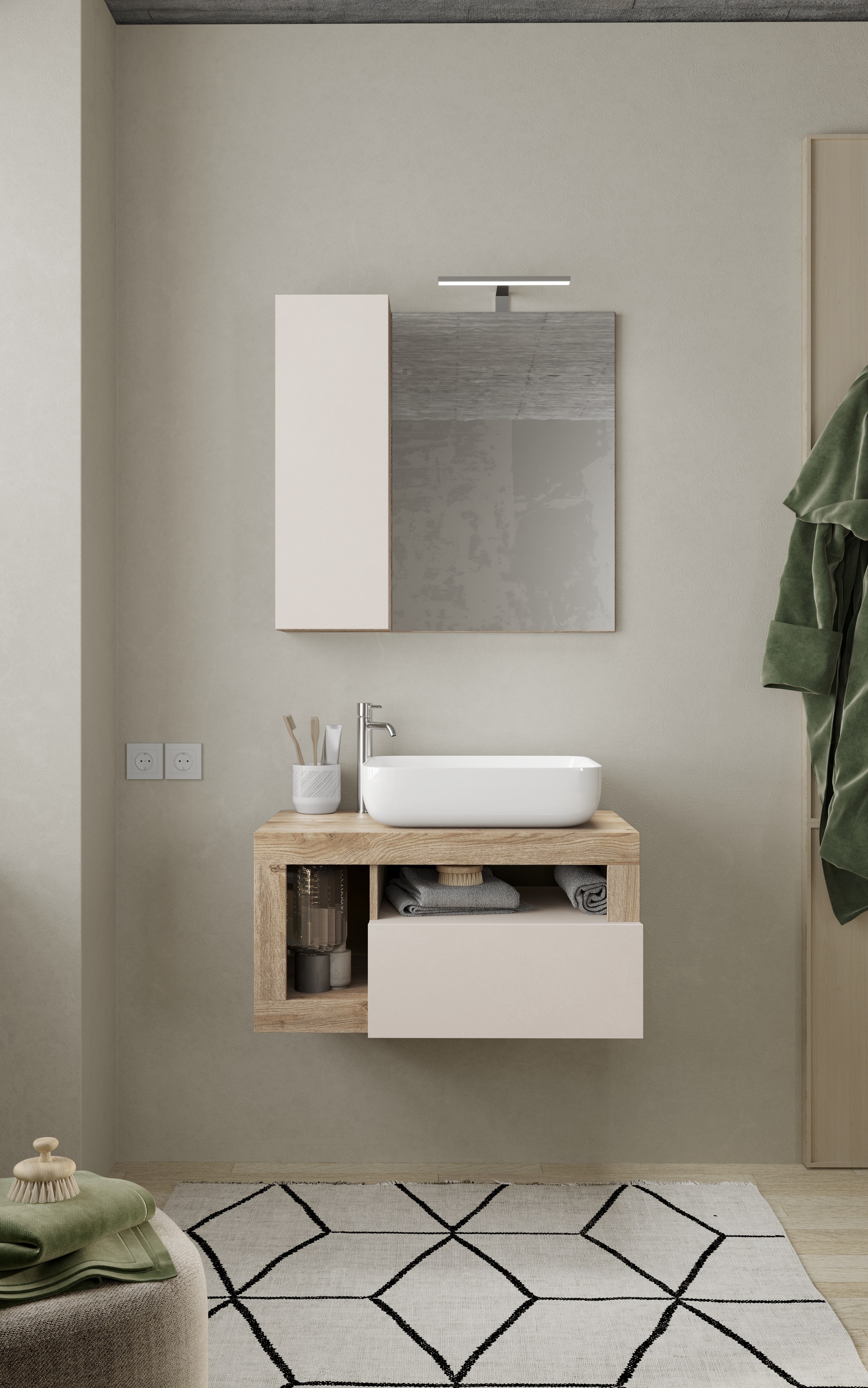 welltime Badmöbel-Set »Hamburg, Badezimmerset 2tlg. Breite 79 cm, Badmöbel, günstig online kaufen