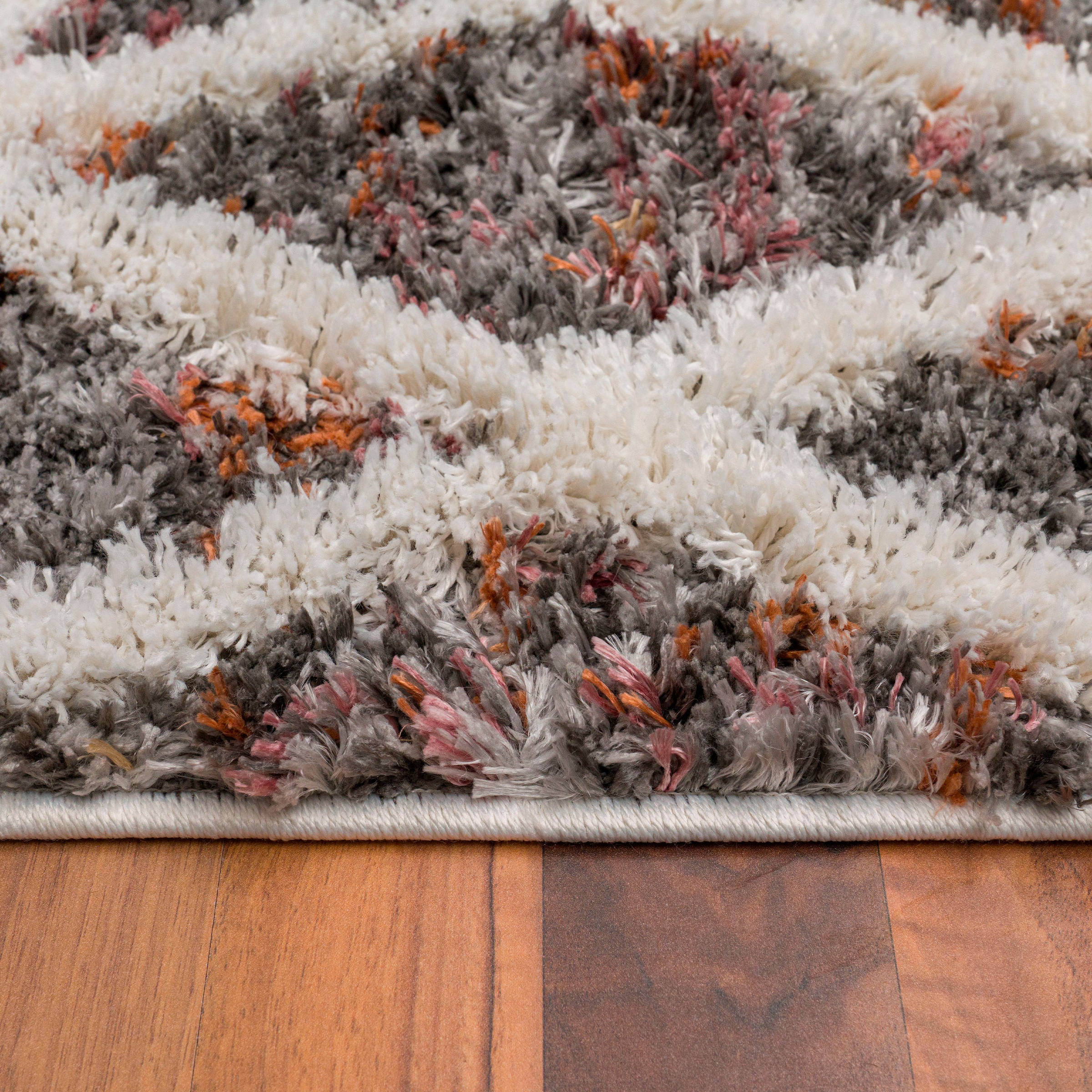 Paco Home Hochflor-Teppich »Monza 652«, rechteckig, 34 mm Höhe, meliert, Rauten Muster, 3D-Effekt, mit Fransen
