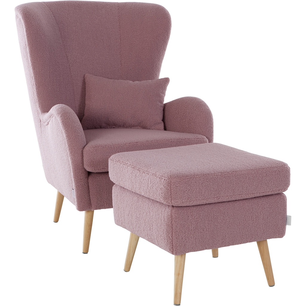 Guido Maria Kretschmer Home&Living Sessel »Salla«, wahlweise mit oder ohne Hocker; großer Sessel: Maße B/T/H: 78/94/118 cm, Bezug auch in Luxus-Microfaser in Teddyfelloptik
