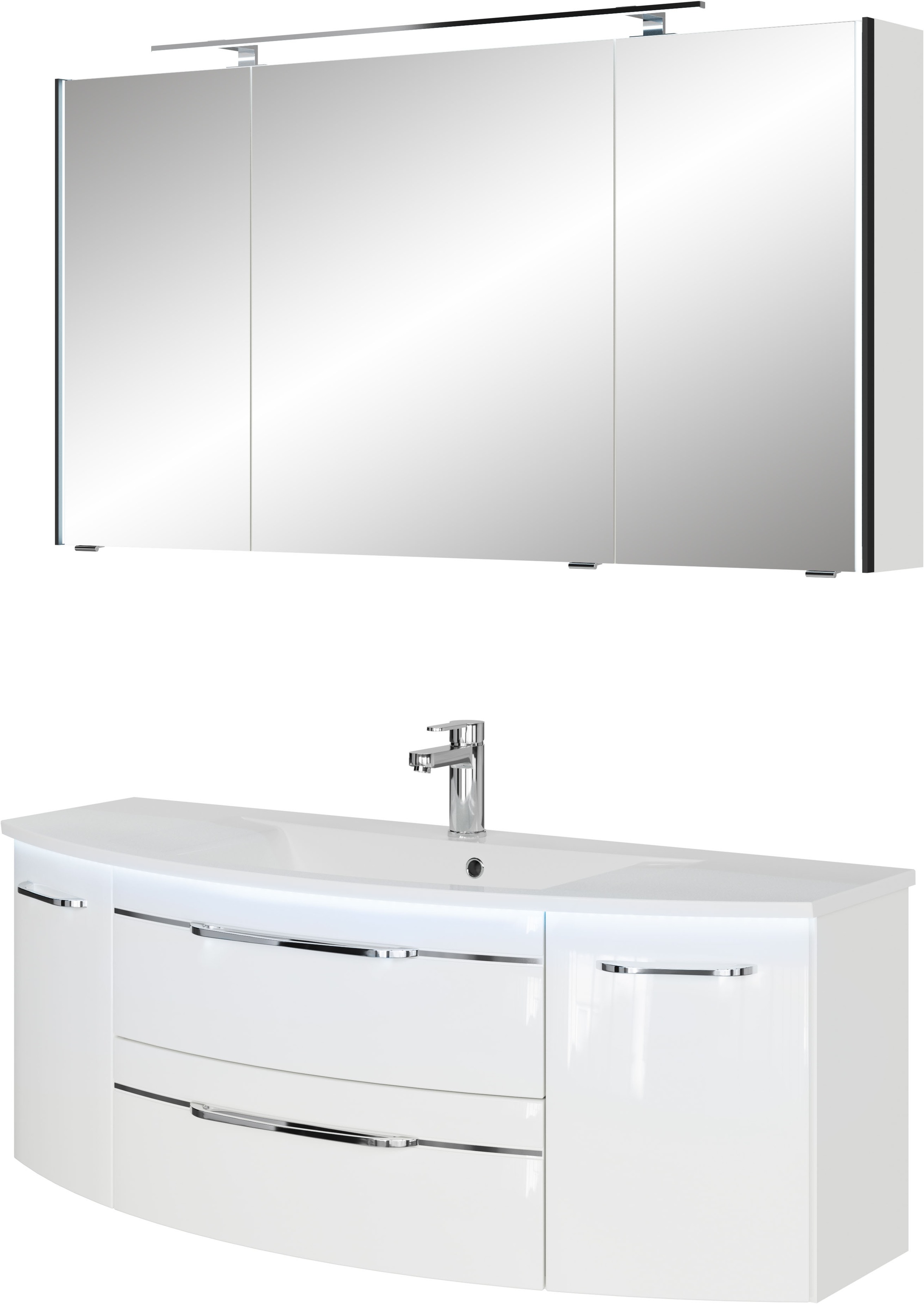 Saphir Badmöbel-Set »Serie 7045 2-teilig Mineralmarmor-Waschtisch mit LED-S günstig online kaufen