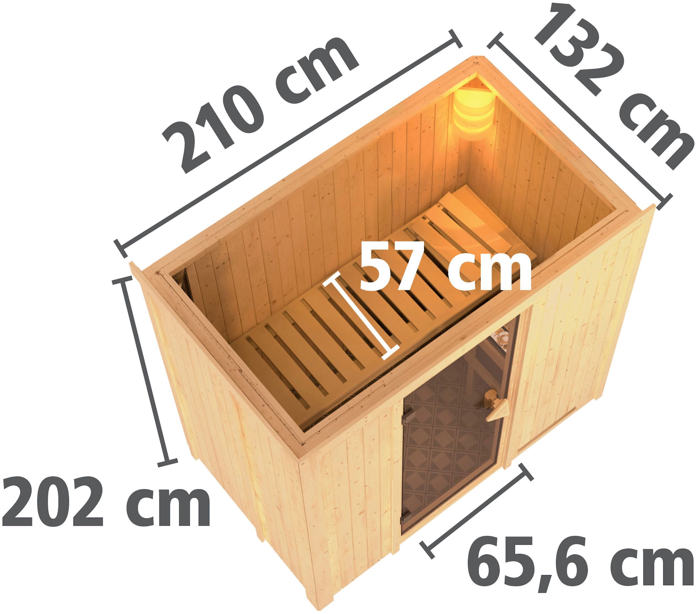 Karibu Sauna »Vada«, 9 KW-Ofen mit integrierter Steuerung