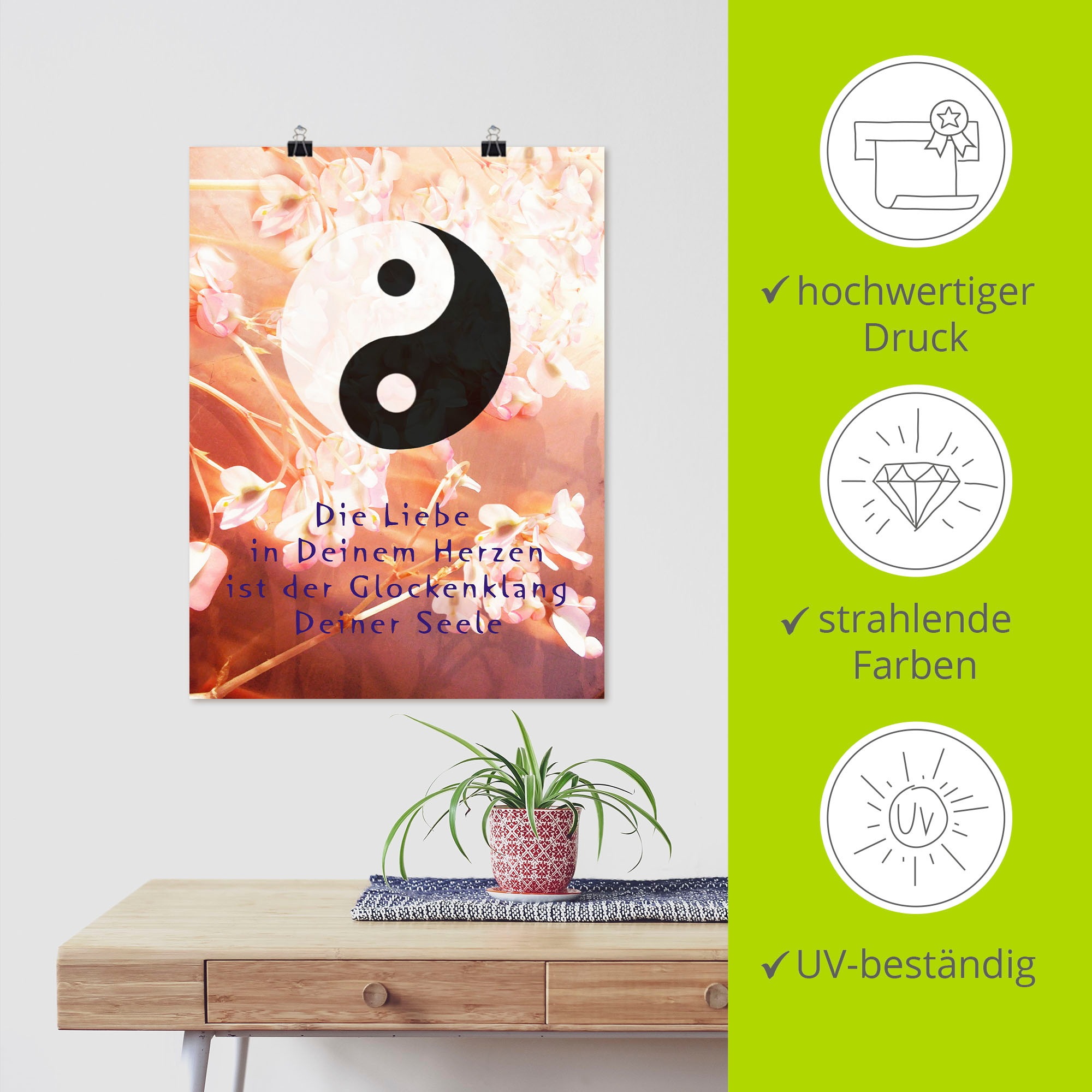 Artland Wandbild »Yin Yang Glockenklang«, Spirituelle Bilder, (1 St.), als Poster, Wandaufkleber in verschied. Größen