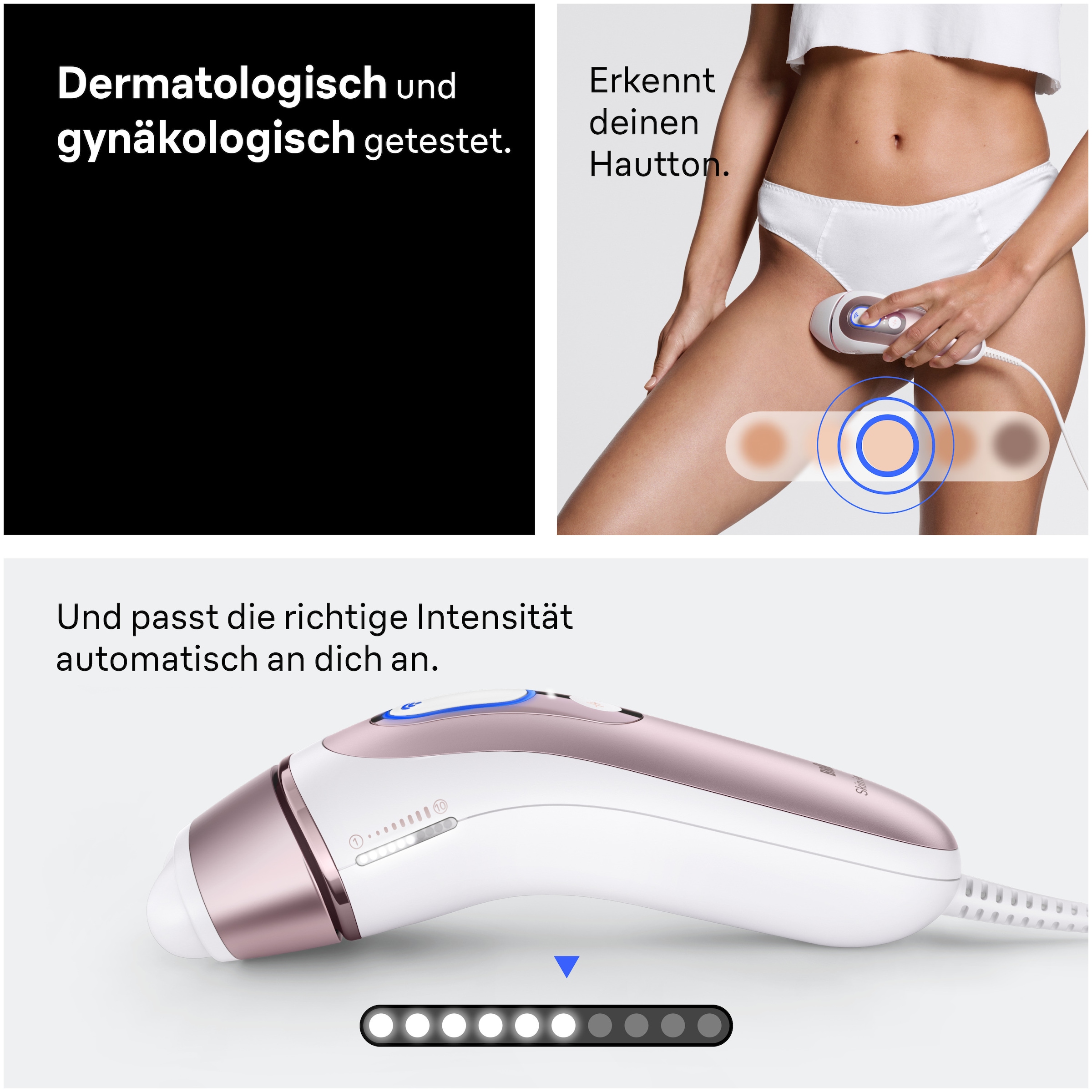 Braun IPL-Haarentferner »Skin i-expert Pro IPL PL7431« 400.000 Lichtimpulse mit kostenloser App, 4 smarte Aufsätze, Tasche