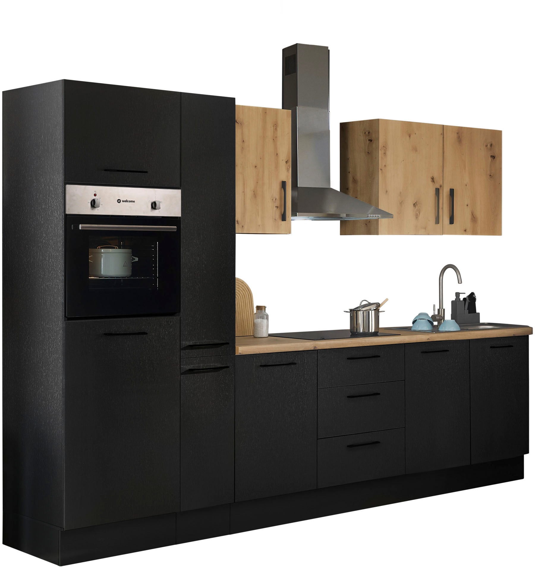 BASIC by Balculina Küchenzeile »Turin«, Breite 300 cm, wahlweise mit E-Geräten