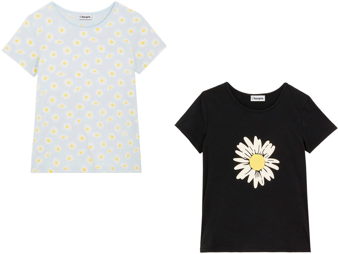 bonprix T-Shirt Packung, 2 Stk. Regular Fit, Kurzarm, für warme Tage, aus Baumwolle, Casual Stil