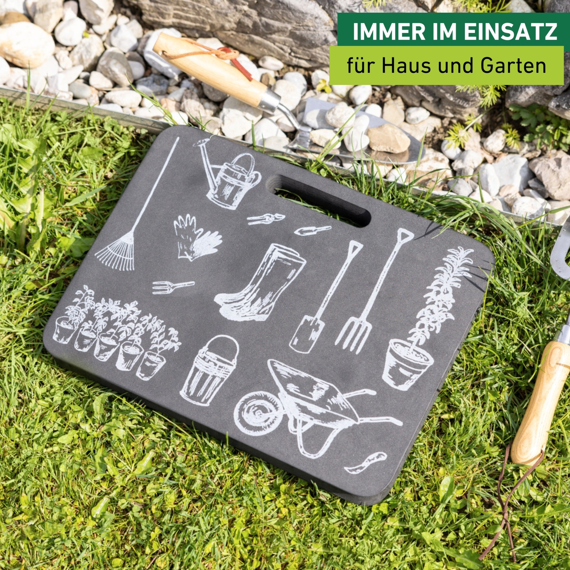 Windhager Kniekissen »mit Motiv für den Garten« Outdoor Sitzkissen, Knieschoner mit Tragegriff, anthrazit