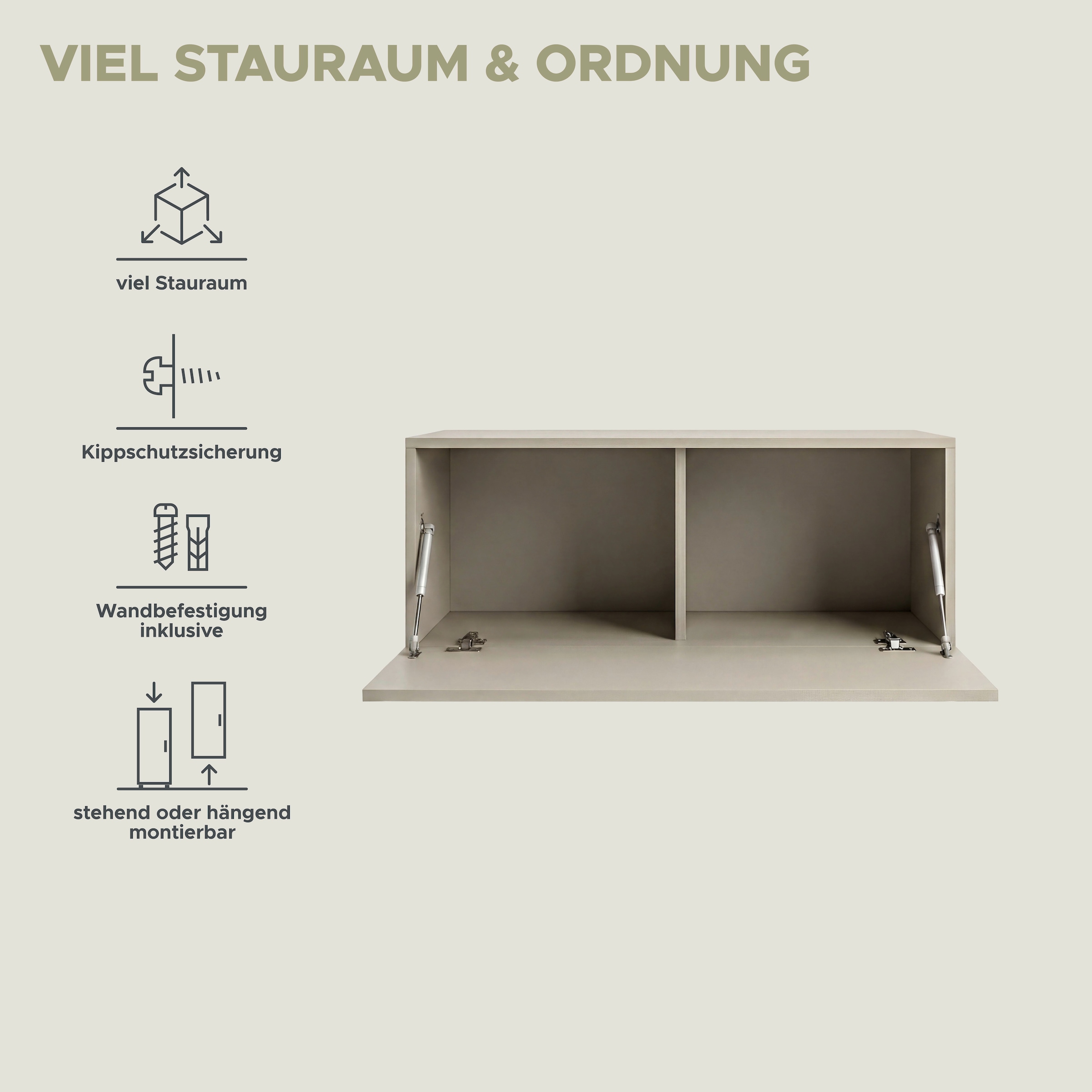 OTTO home Lowboard »SPIAGGIA, Breite 45cm, stehend & hängend montierbar, 1 Fach, 1 Klappe« TV-Möbel, TV-Schrank, TV-Lowboard, Mediaboard