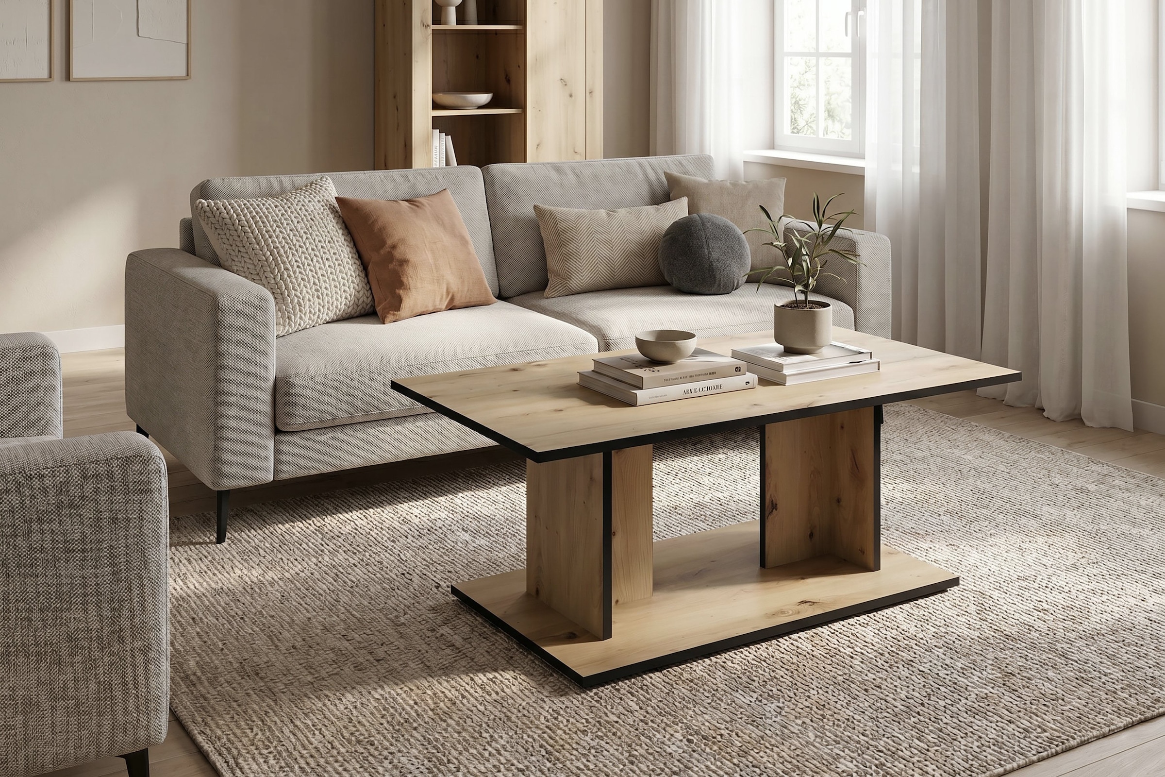 byLIVING Couchtisch »TOM« Eiche-Optik oder Weiß, Kante schwarz, Belastbarkeit 40 kg, B: 110 cm