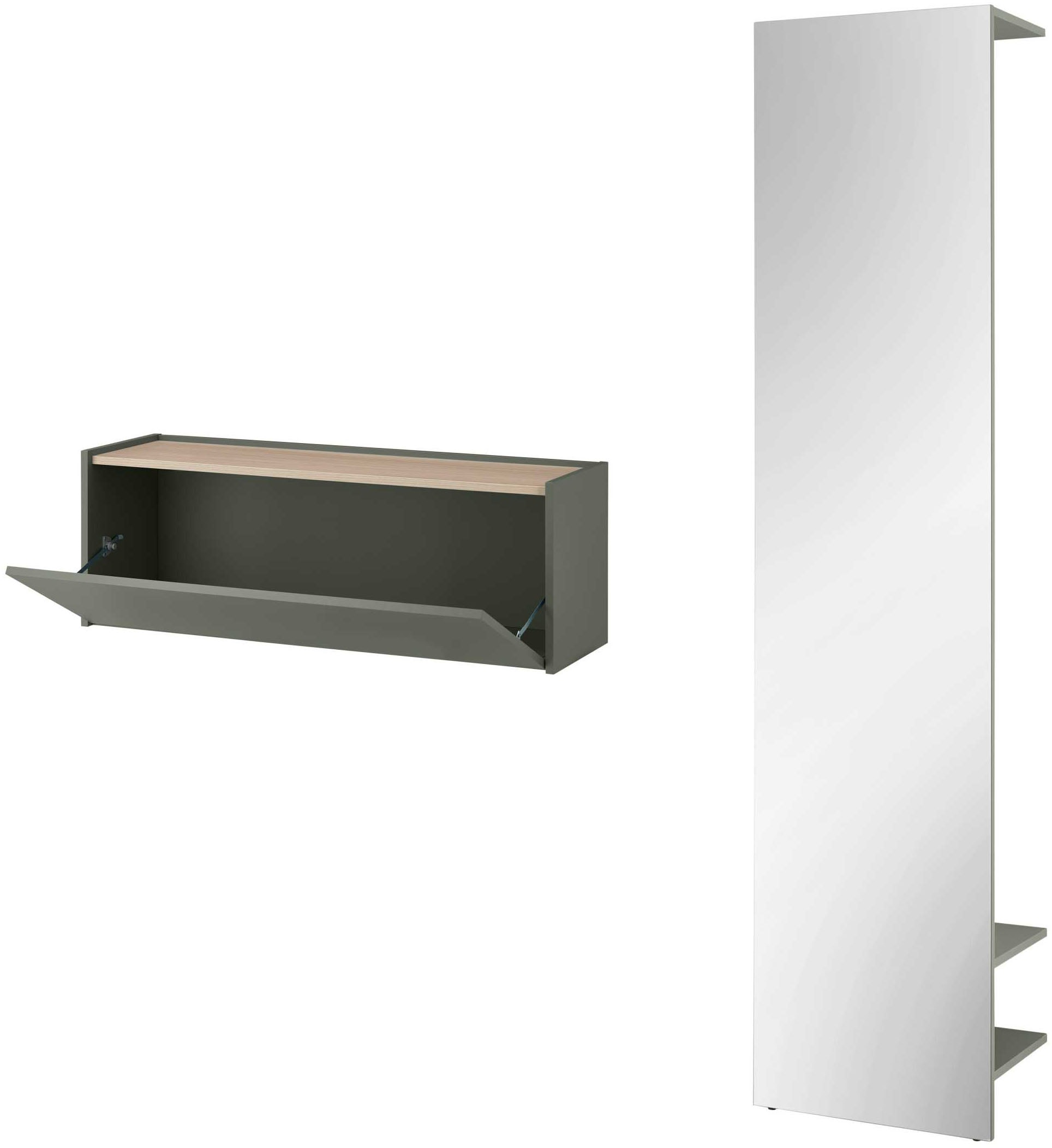INOSIGN Garderoben-Set »GIRON/CiTY, moderne Garderobe, Komplettset mit viel Stauraum«, (Komplett-Set, 2 St.), enthält Hängeschrank & Garderobenelement mit Spiegel, 150 cm breit