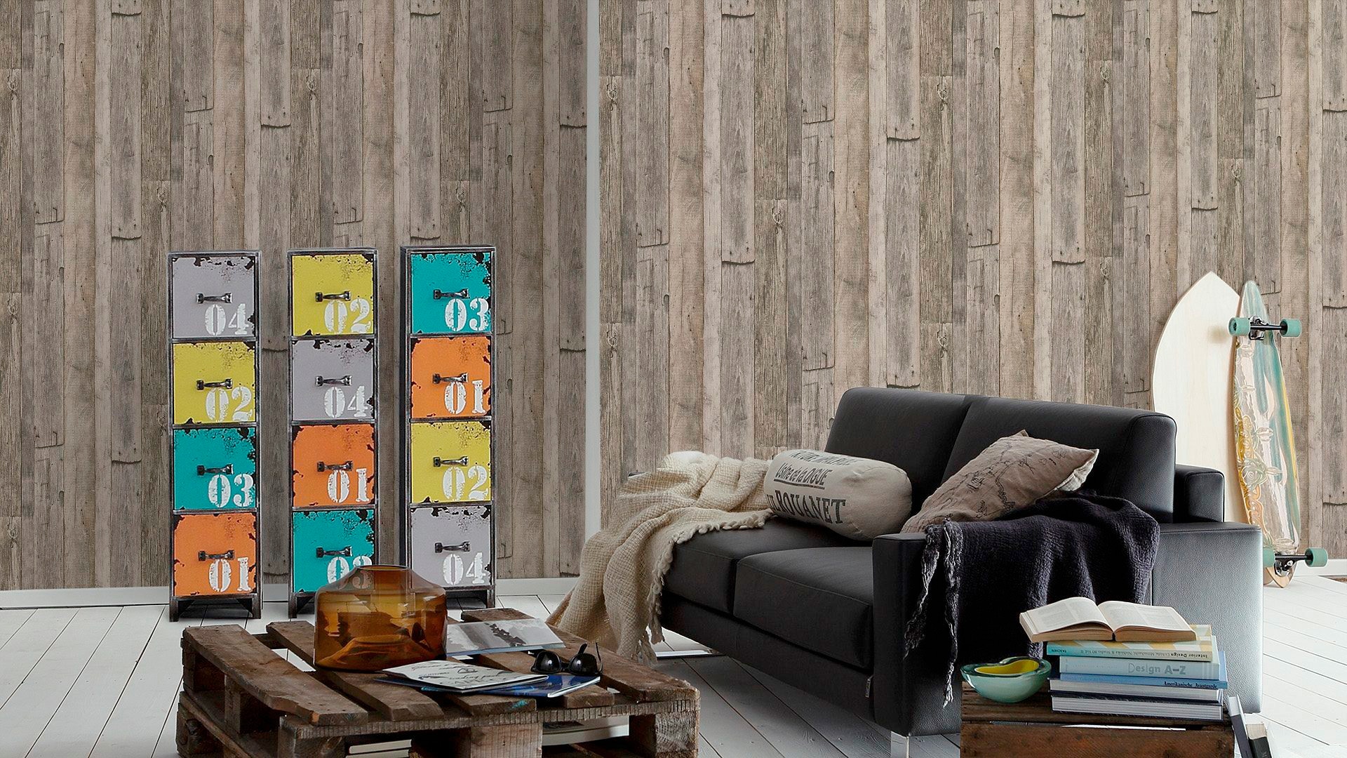 living walls Vliestapete »Best of Wood`n Stone 2nd Edition«, Holz-realistisch-gestreift, Tapete Holzoptik matt leicht strukturiert Tapeten Wohnzimmer modern