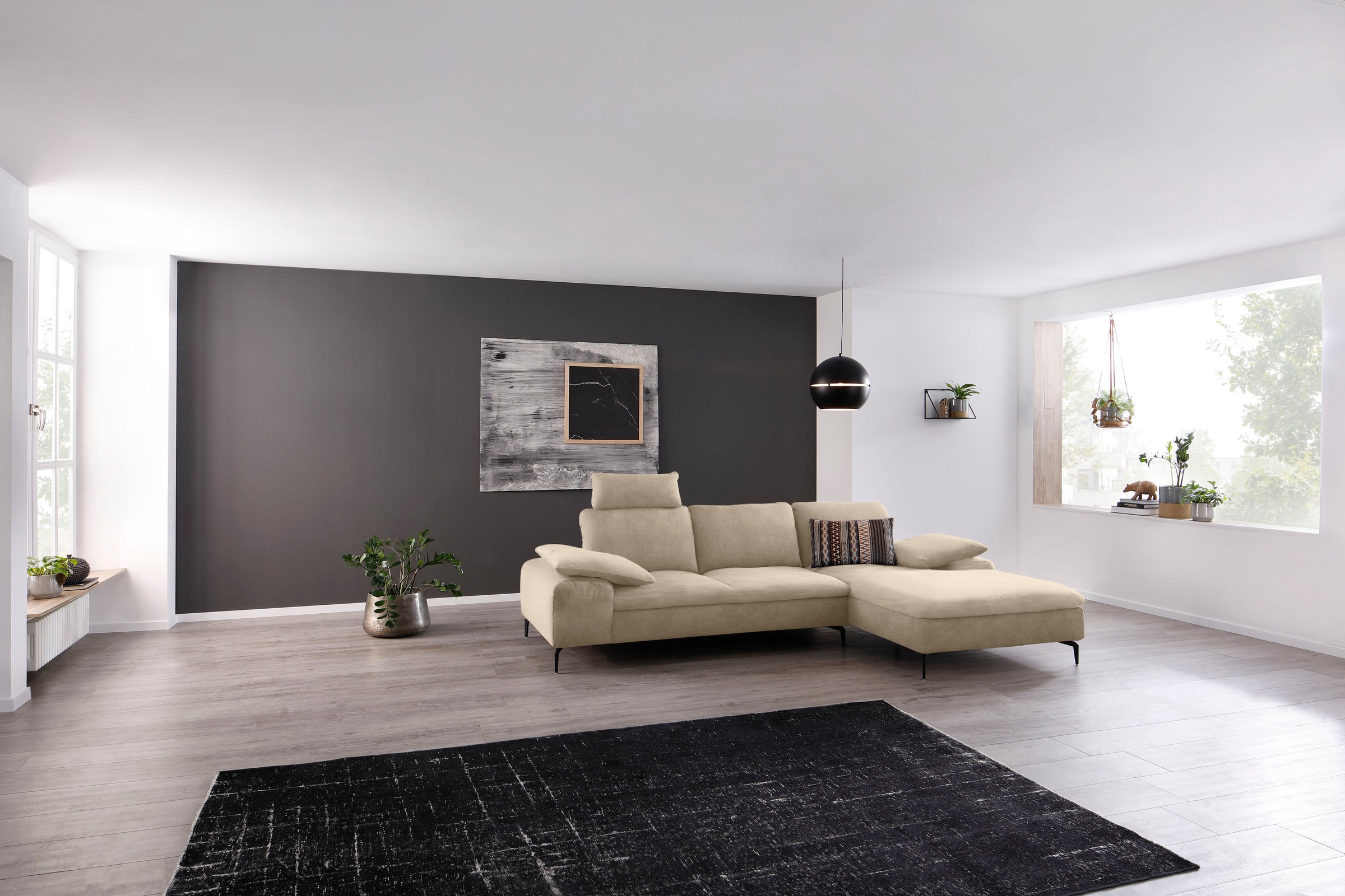 W.SCHILLIG Ecksofa »valentinoo, Designsofa, bequem, elegant und zeitlos, L-Form«, (Set), inklusive Hocker, mit Sitztiefenverstellung, Breite 299 cm