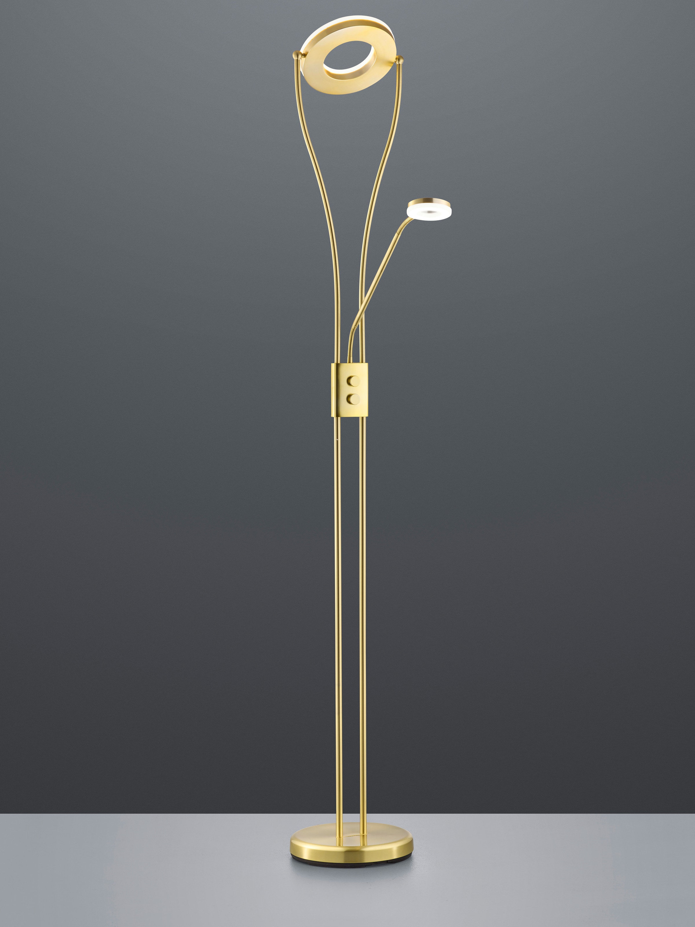 REALITY Leuchten LED Stehlampe »RENNES, LED Fluter mit Lesearm Höhe 180cm dimmbar per Drehschalter«, 1 flammig, Leuchtmittel LED-Board | LED fest integriert, Stehfluter warmweiß 3000K Leselicht verstellbar Fluterschale kippbar