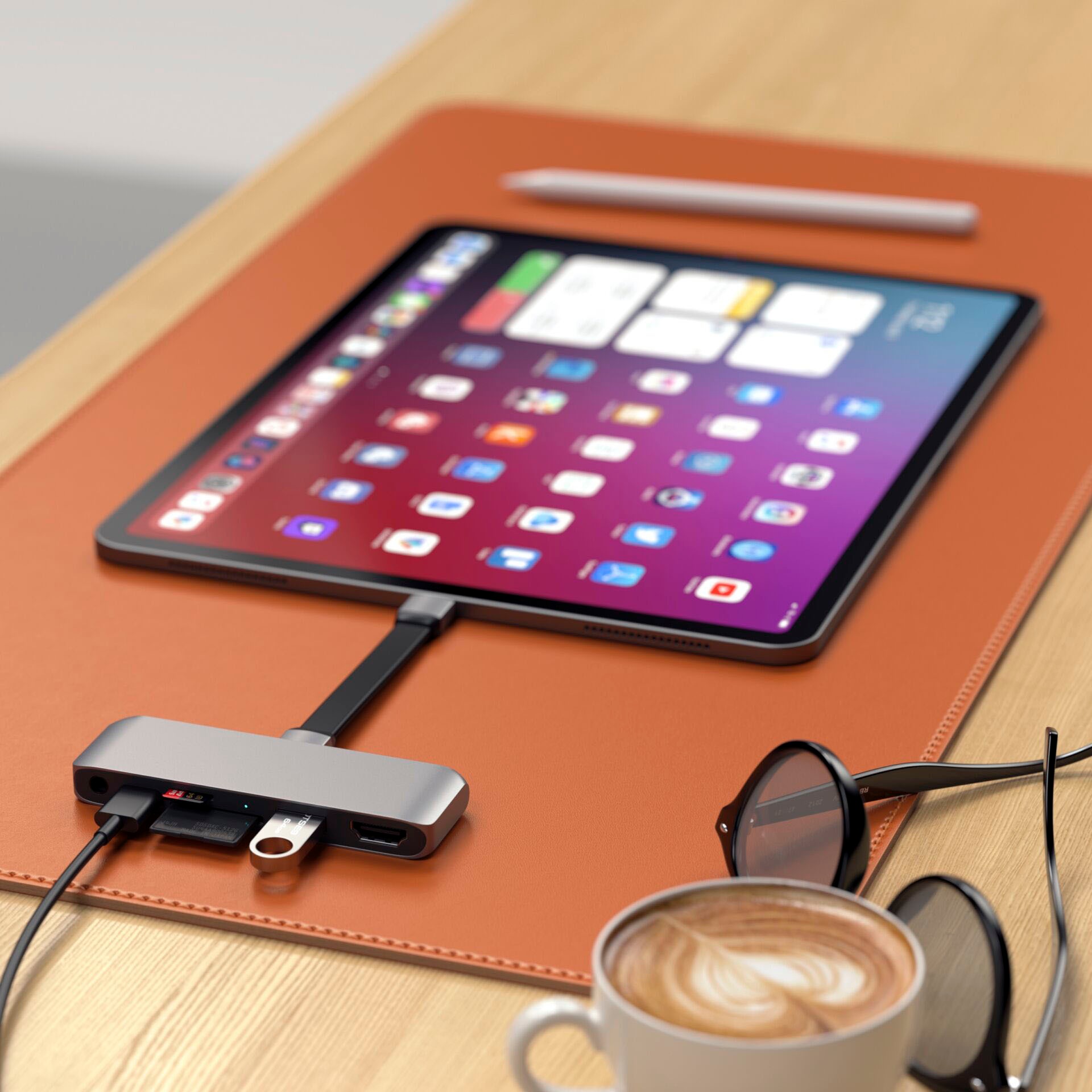 Satechi Tablet-Adapter »USB-C Mobile Pro Hub SD«, USB-C zu USB Typ C-HDMI-3,5-mm-Klinke-MicroSD-Card-SD-Card