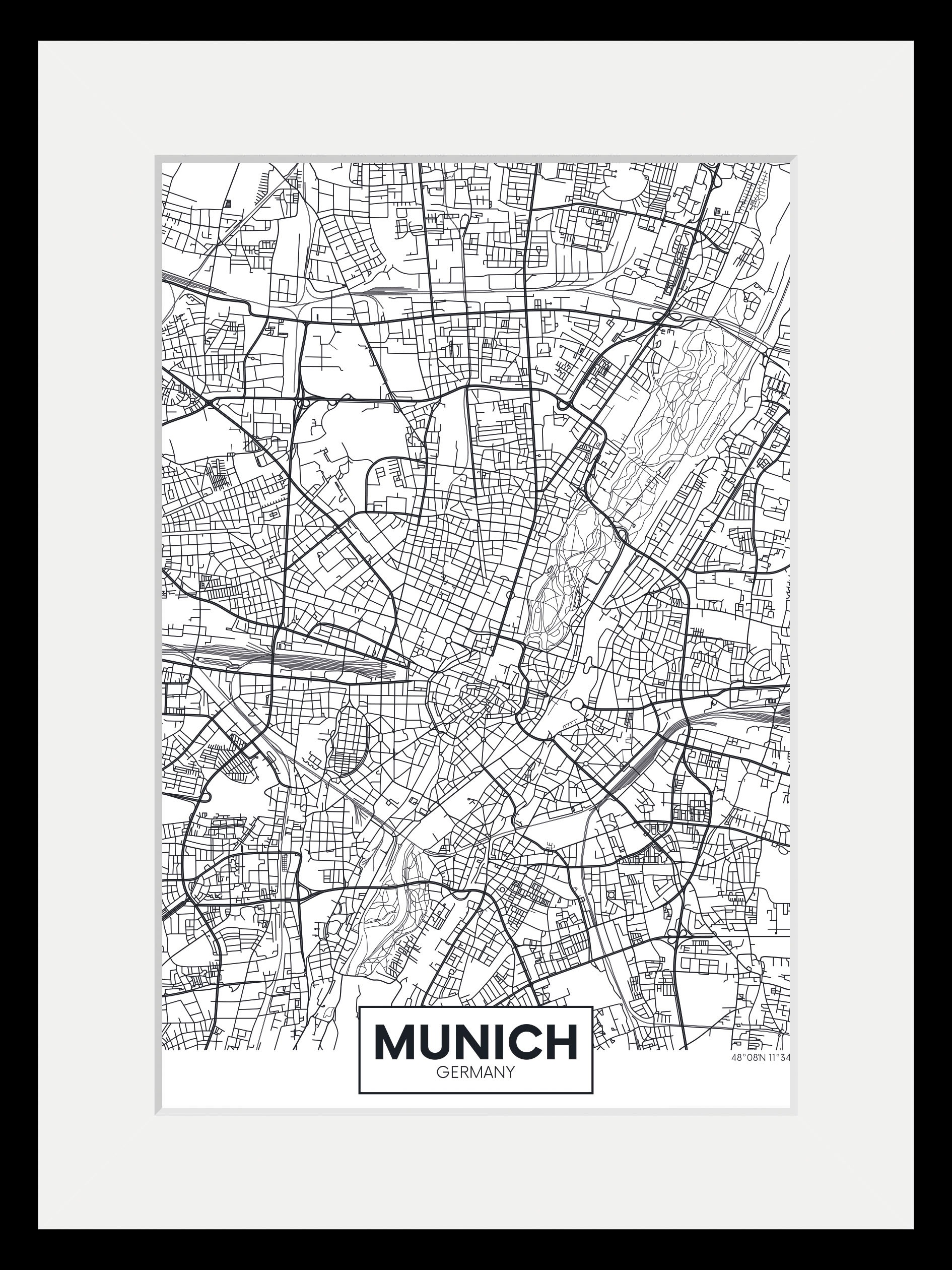queence Bild »Munich Stadtkarte«, Städte-Schriftzug-Deutschland-Stadt-Münch günstig online kaufen