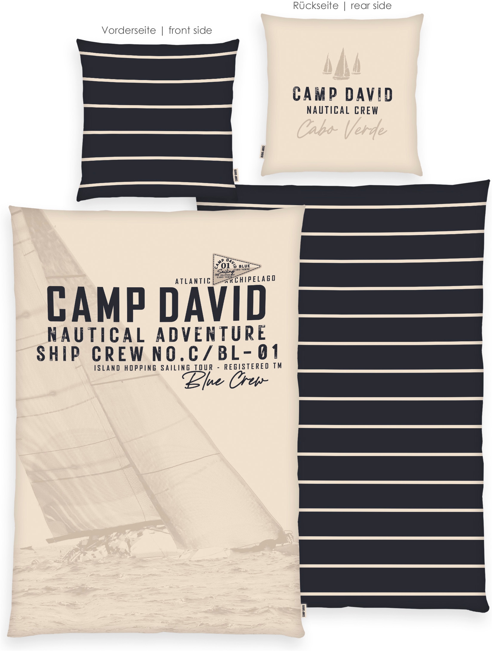 CAMP DAVID Wendebettwäsche »Sea Stripes« 2 gewebtes Label