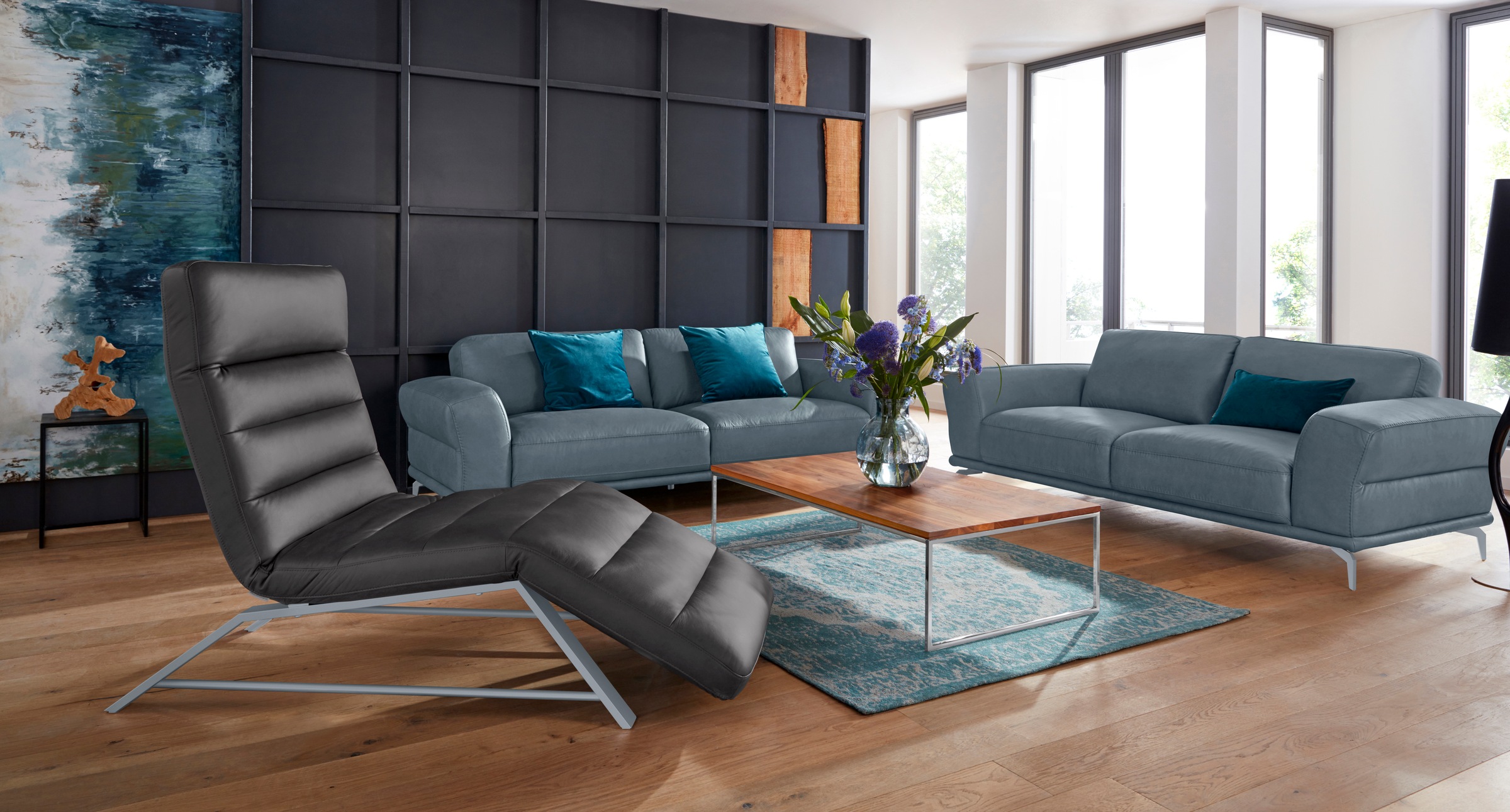 W.SCHILLIG 2,5-Sitzer »montanaa«, mit Metallfüßen in Silber matt, Breite 212 cm