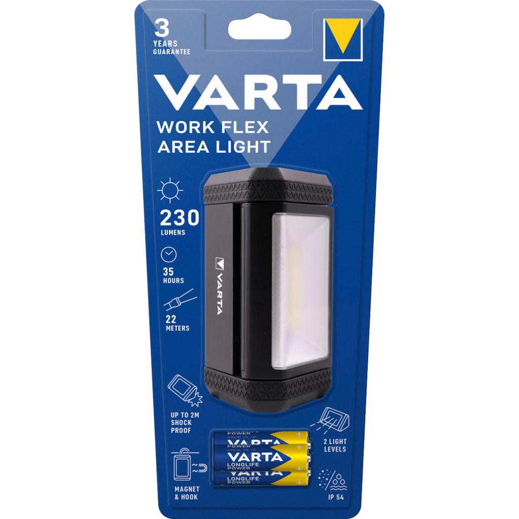 VARTA Taschenlampe »WORK FLEX AREA LIGHT«, (Set, 4 St.), für Werkzeugkästen,Befestigungsmöglichkeiten für freihändiges Arbeiten