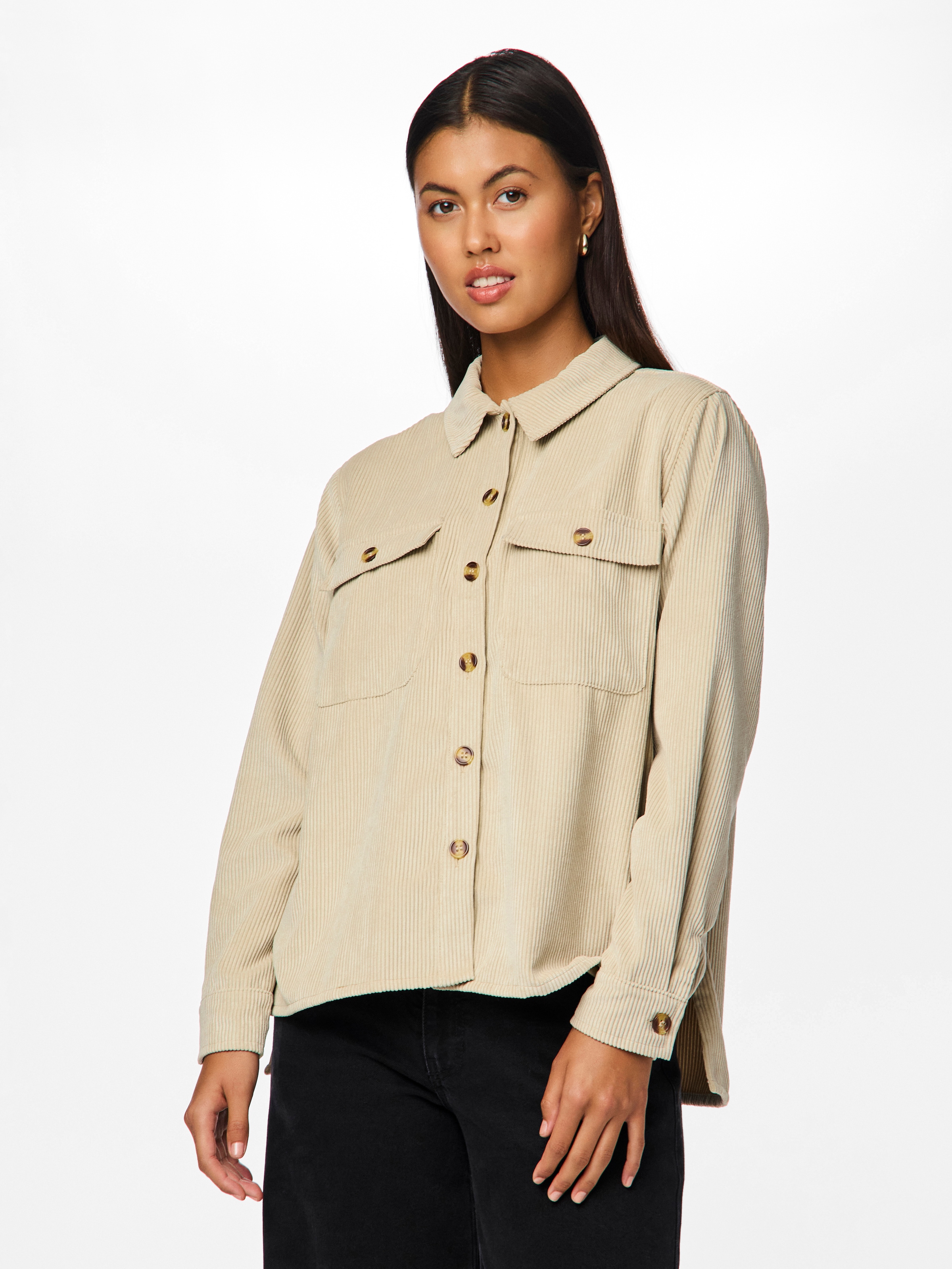 pieces Hemdbluse »PCEFFI LS SHIRT WVN NOOS« Materialmix, loose fit