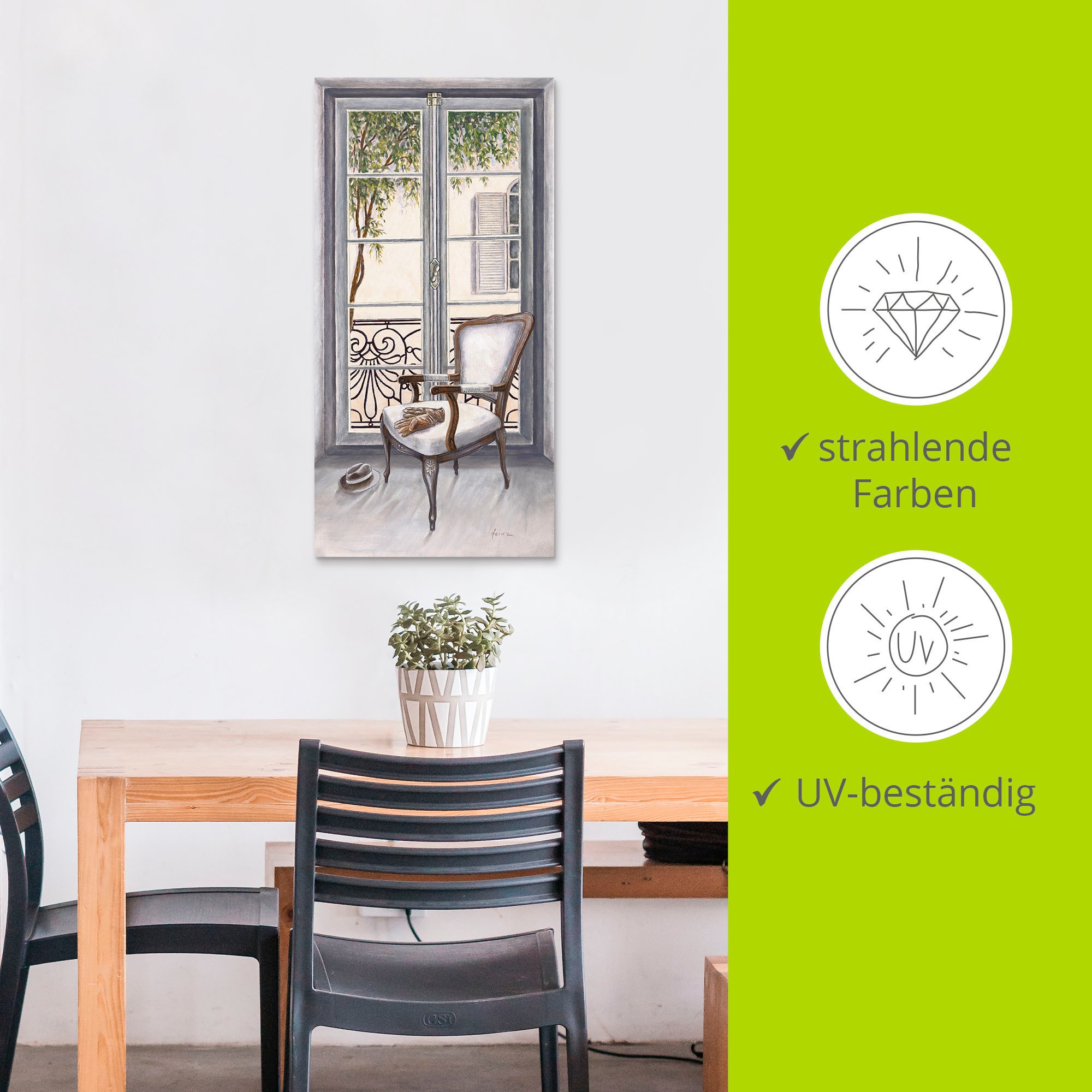 Artland Wandbild »Sessel vor einem Fenster«, Innenarchitektur, (1 St.), als Alubild, Outdoorbild, Leinwandbild, Poster, Wandaufkleber