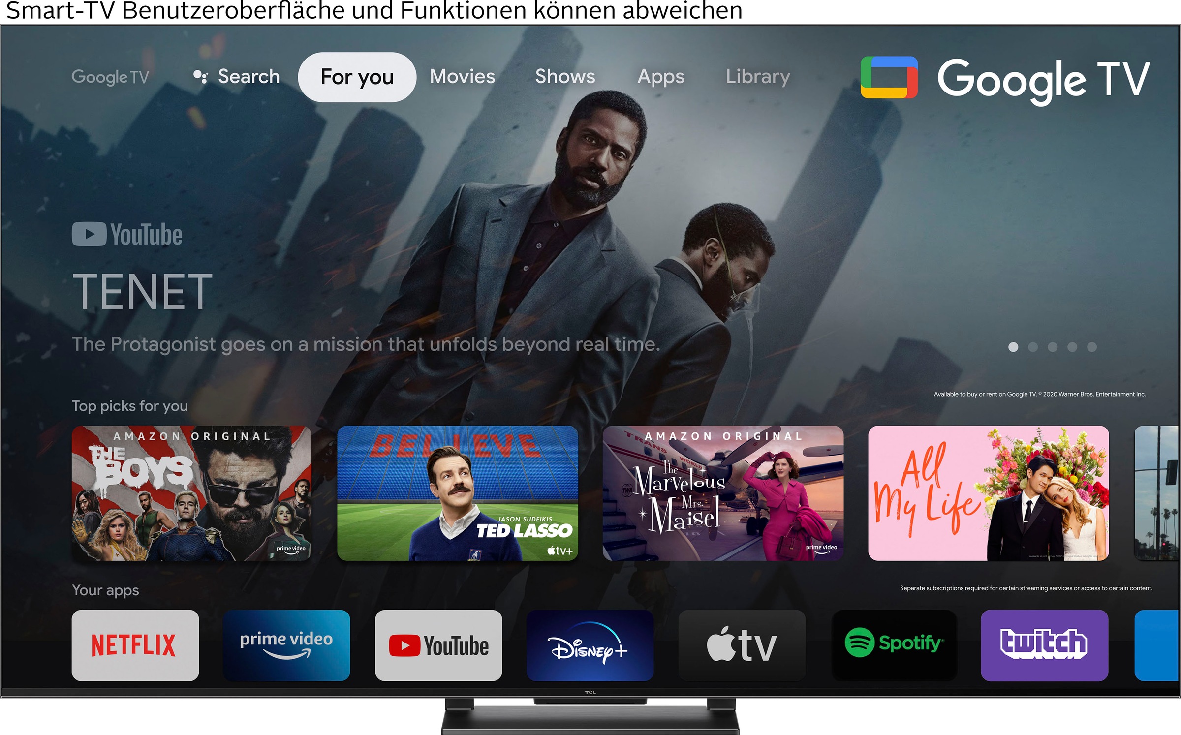 TCL QLED-Fernseher »55C743X1«, 4K Ultra HD, Google TV-Smart-TV-Android TV
