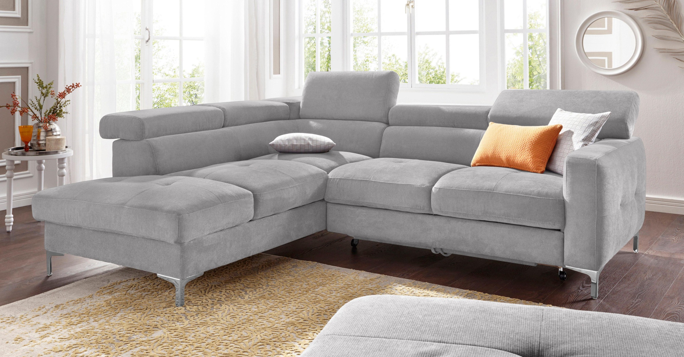 COTTA Ecksofa »Sammy L-Form«, mit Kopfteilverstellung, wahlweise mit Bettfunktion & Bettkasten