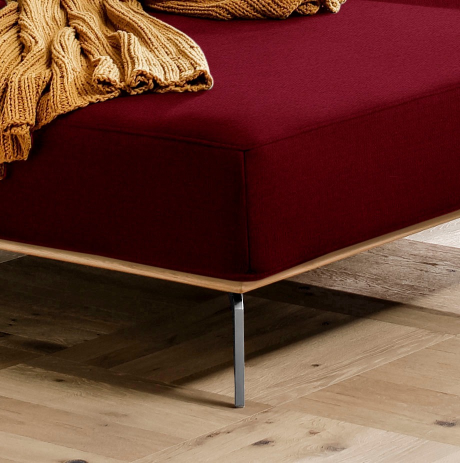 W.SCHILLIG Ecksofa »run, Designsofa mit tollem Sitzkomfort, bequem, L-Form«, mit elegantem Holzsockel, Füße in Chrom glänzend, Breite 319 cm