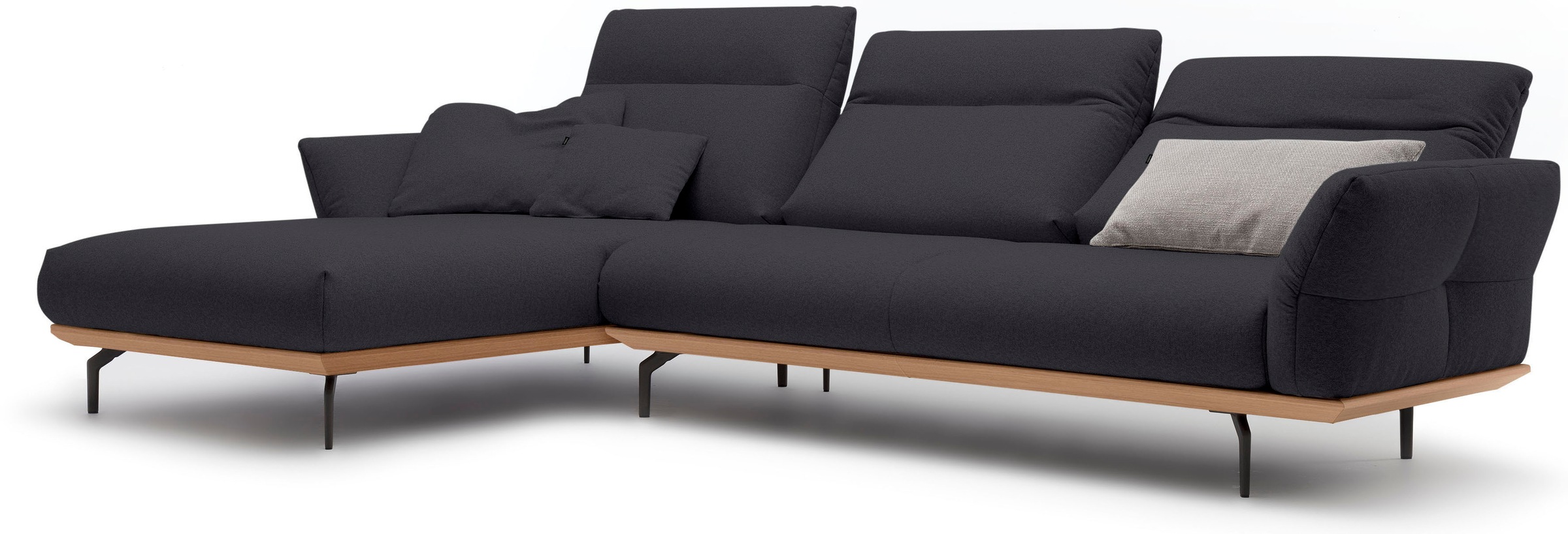 Creation BY ROLF BENZ Ecksofa »CR.460«, Sockel in Eiche, Winkelfüße in Umbragrau, Breite 318 cm
