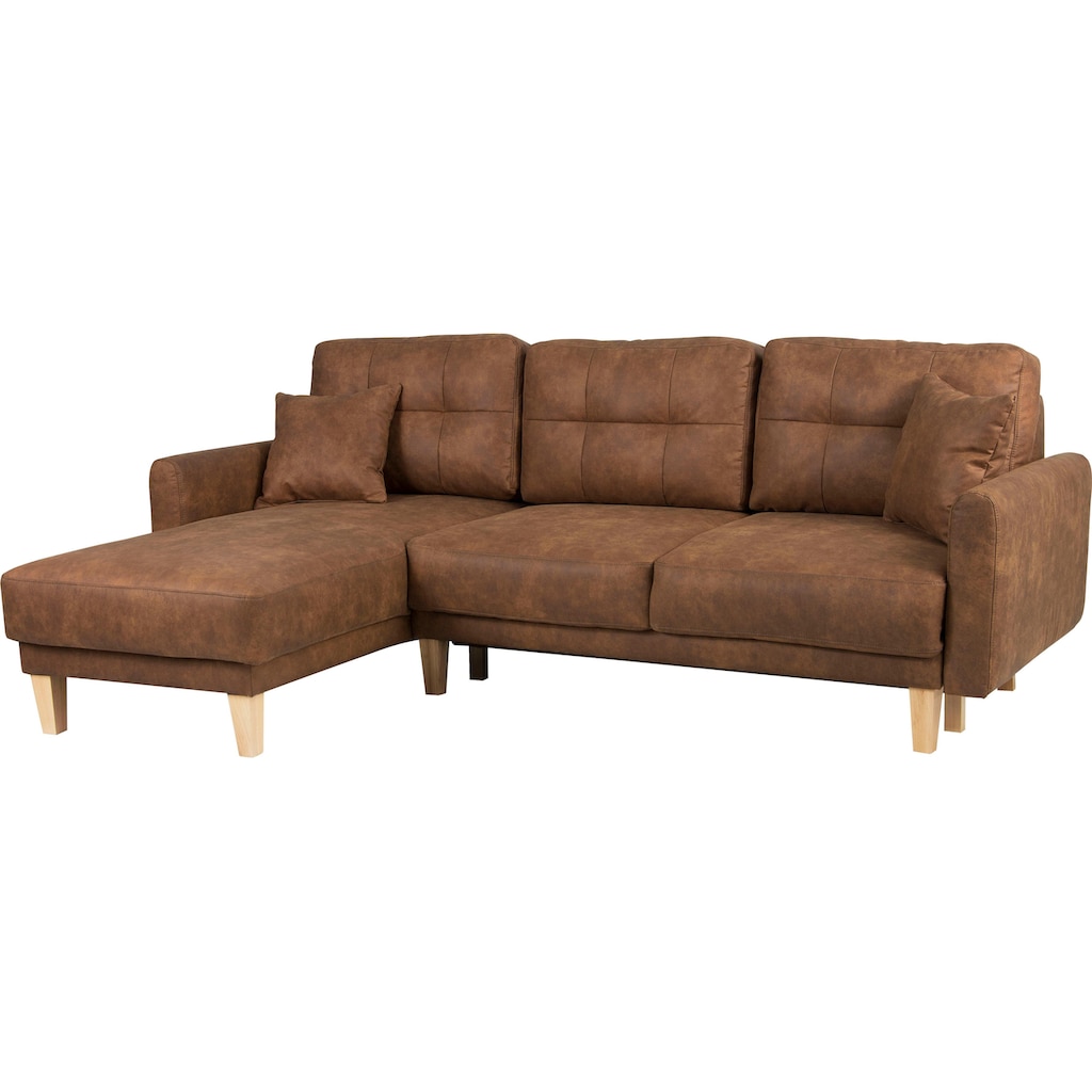 Home affaire Ecksofa »Triplo, Zierkissen, Schlaffunktion, B/T/H: 234/164/89 cm, L-Form«