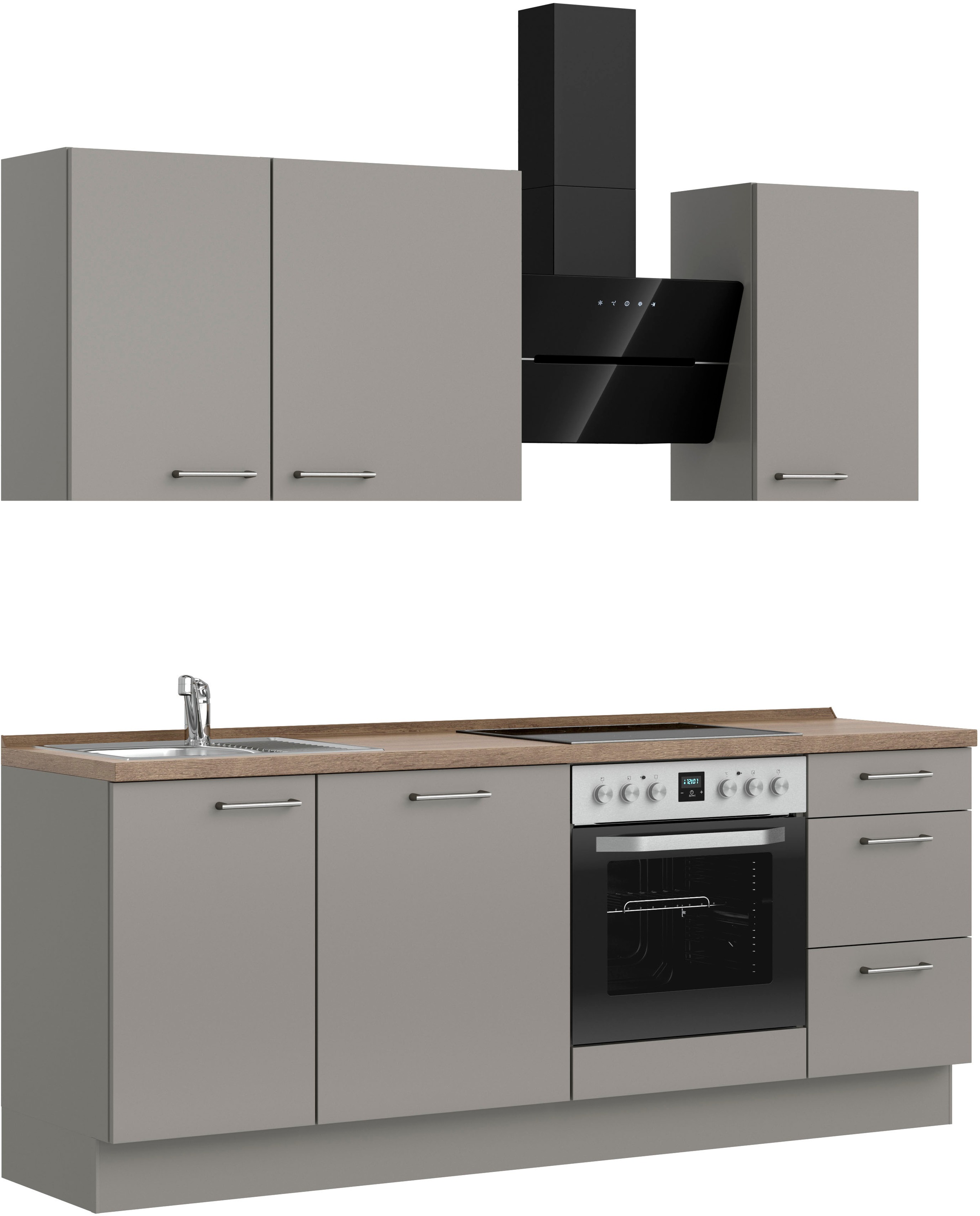 nobilia® Küchenzeile »"Laser II"«, vormontiert, Ausrichtung wählbar, Breite 210 cm, wahlw. mit E-Geräten