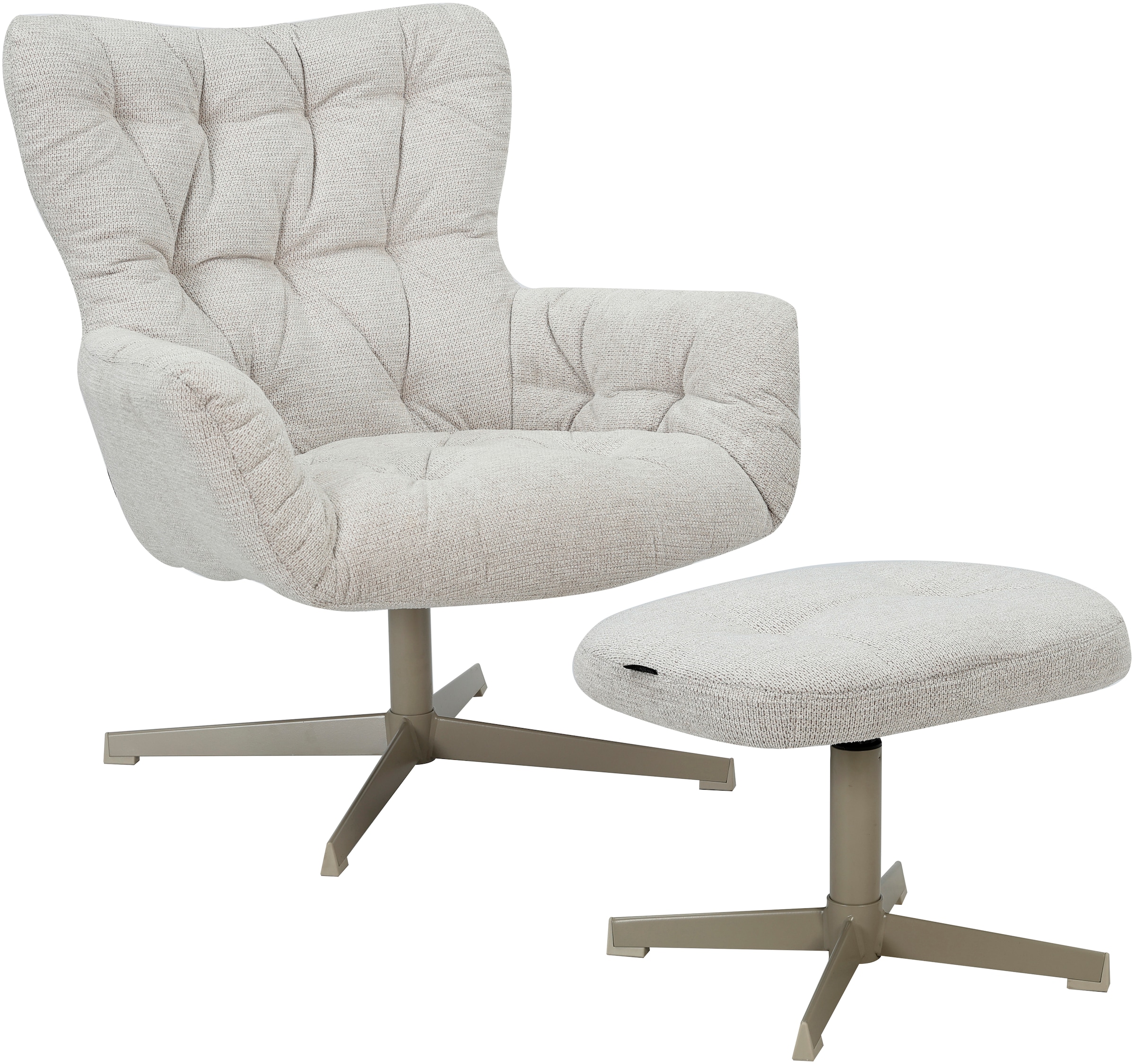 INOSIGN Drehsessel »VERGAS Ohrensessel mit Hocker im Set«, Relaxsessel mit 360-Grad-Drehfunktion u. Hocker, Web-Stoff