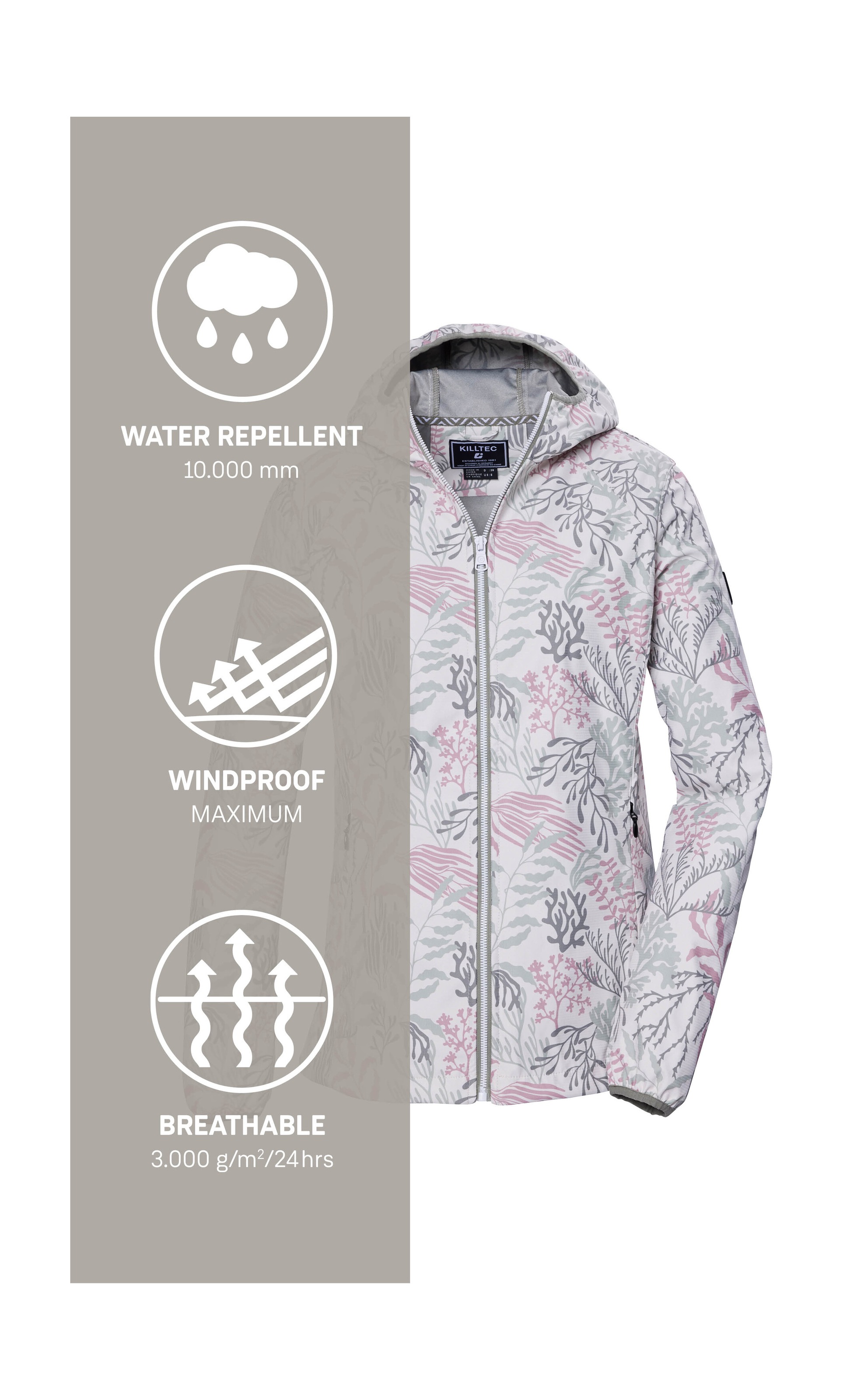 Killtec Softshelljacke »KOS 56 WMN SFTSHLL JCKT«, Wasserabweisende, winddichte Softshelljacke mit floralem Print