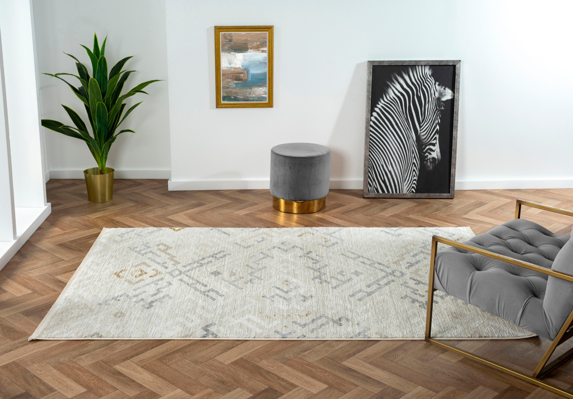 Myflair Möbel & Accessoires Teppich »My Type«, rechteckig, 10 mm Höhe, Kurzflor, Ethno-Style, besonders weich durch Microfaser, mit Fransen