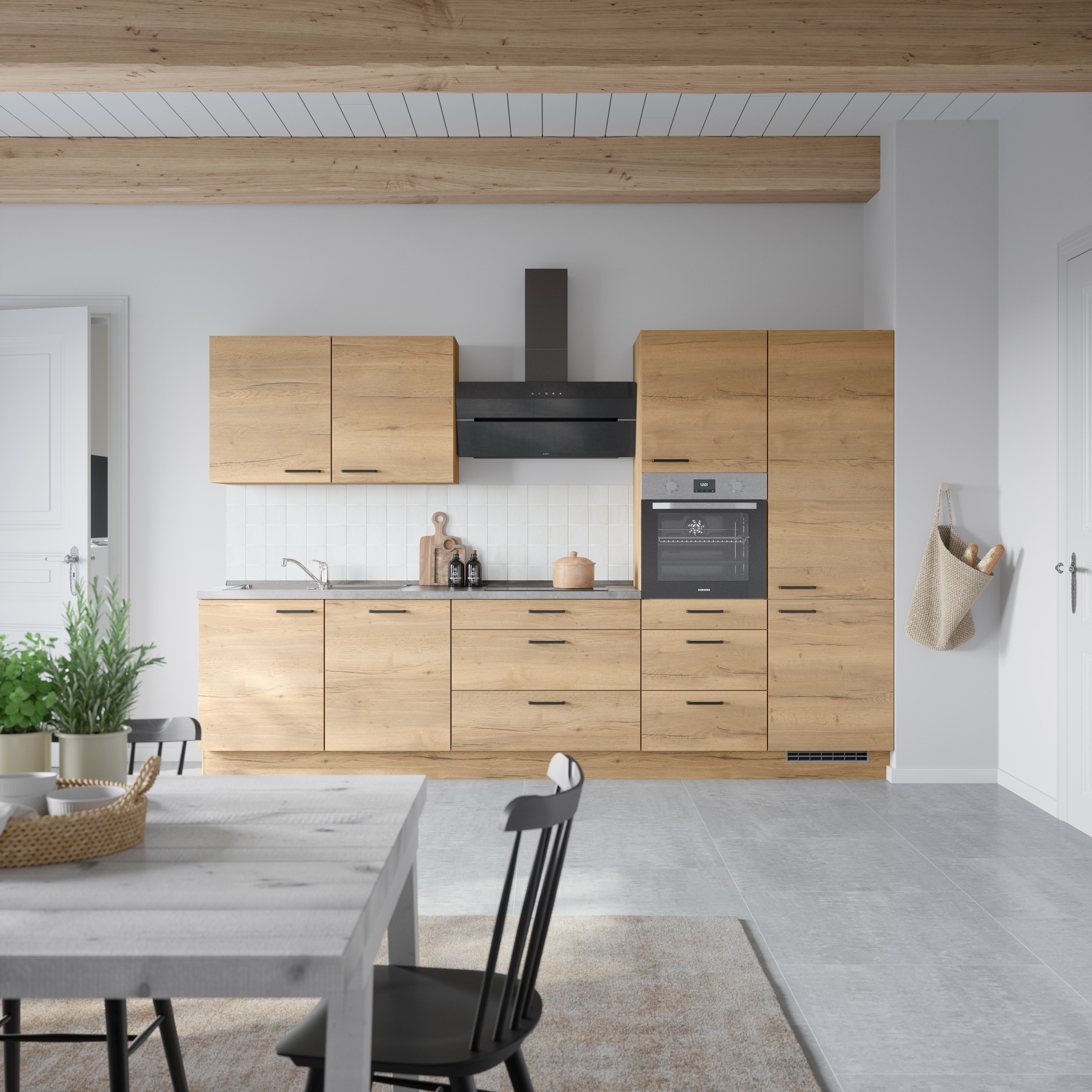 nobilia® Küchenzeile »"Structura II"«, vormontiert, Ausrichtung wählbar, Breite 330 cm, wahlw. mit E-Geräten