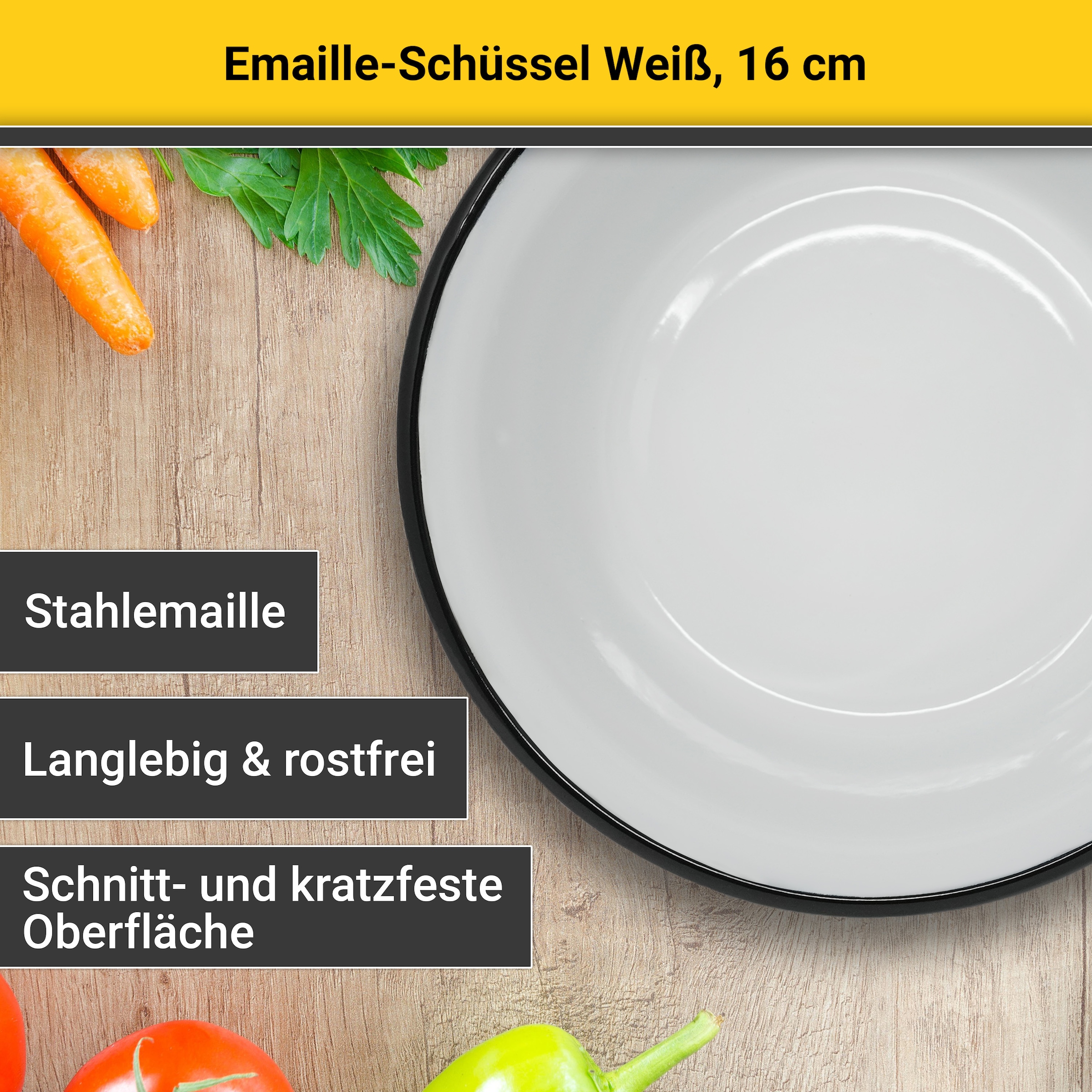 Krüger Schüssel »Emaille-Schüssel« 1 Stk. aus Emaille emailliert, geruchsneutral, geschmacksneutral, kratzfest, schnittfest