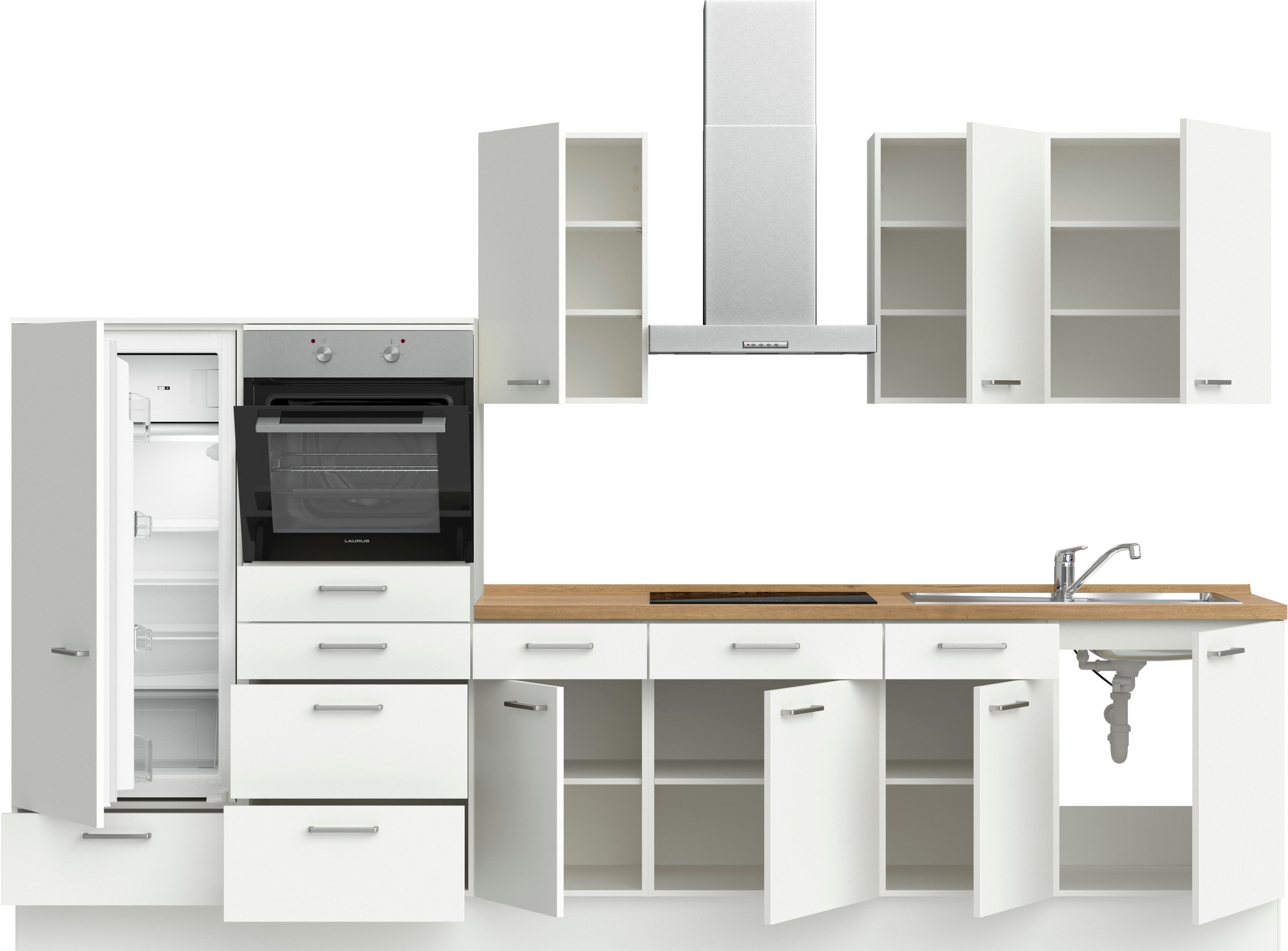 nobilia® Küchenzeile »"Touch I"«, vormontiert, Ausrichtung wählbar, Breite 330 cm, wahlw. mit E-Geräten