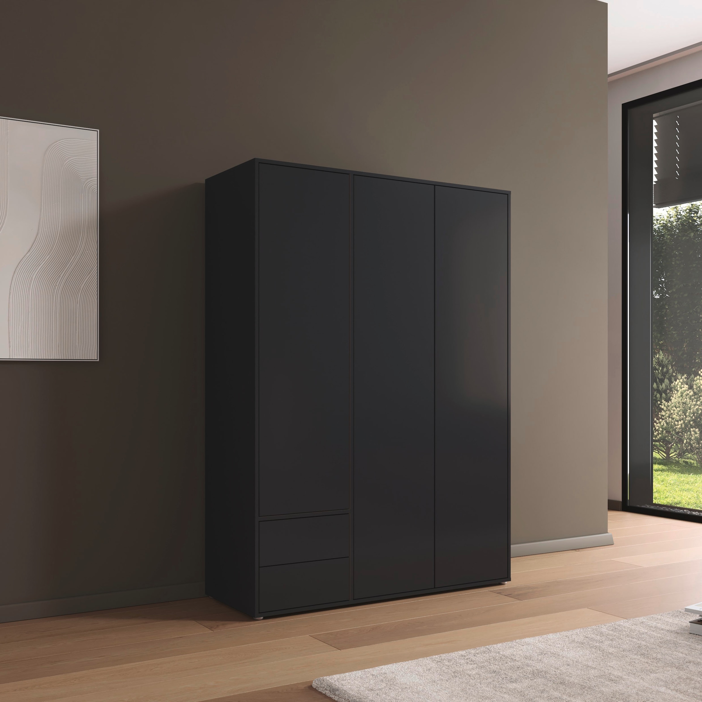 rauch Drehtürenschrank »Kleiderschrank Schrank Garderobe Wäscheschrank NABILA viel Stauraum«, (in 3 verschiedenen Ausstattungen BASIC/CLASSIC/PREMIUM), mit 2 Schubladen und Push-to-Open Funktion TOPSELLER MADE IN GERMANY