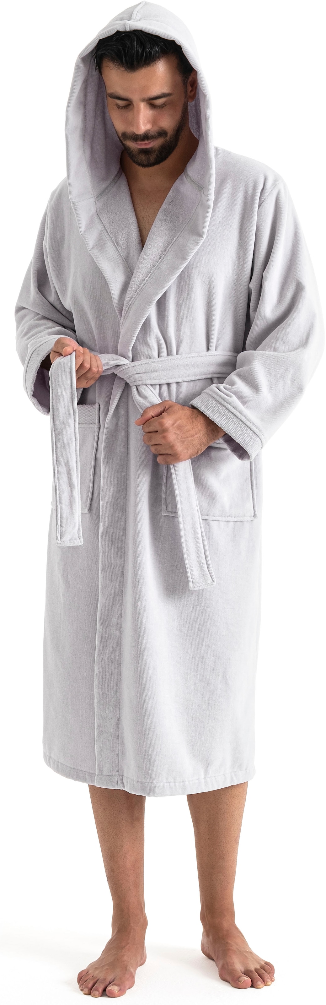 OTTO home Unisex-Bademantel »Fenya, 330 g/m², Premium, Hotelbademantel, Morgenmantel,  Sauna & Spa« 1 Stk. Reißverschlusstaschen, weich mit GRATIS-Zugabe: 1x Duschtuch 70x140 cm