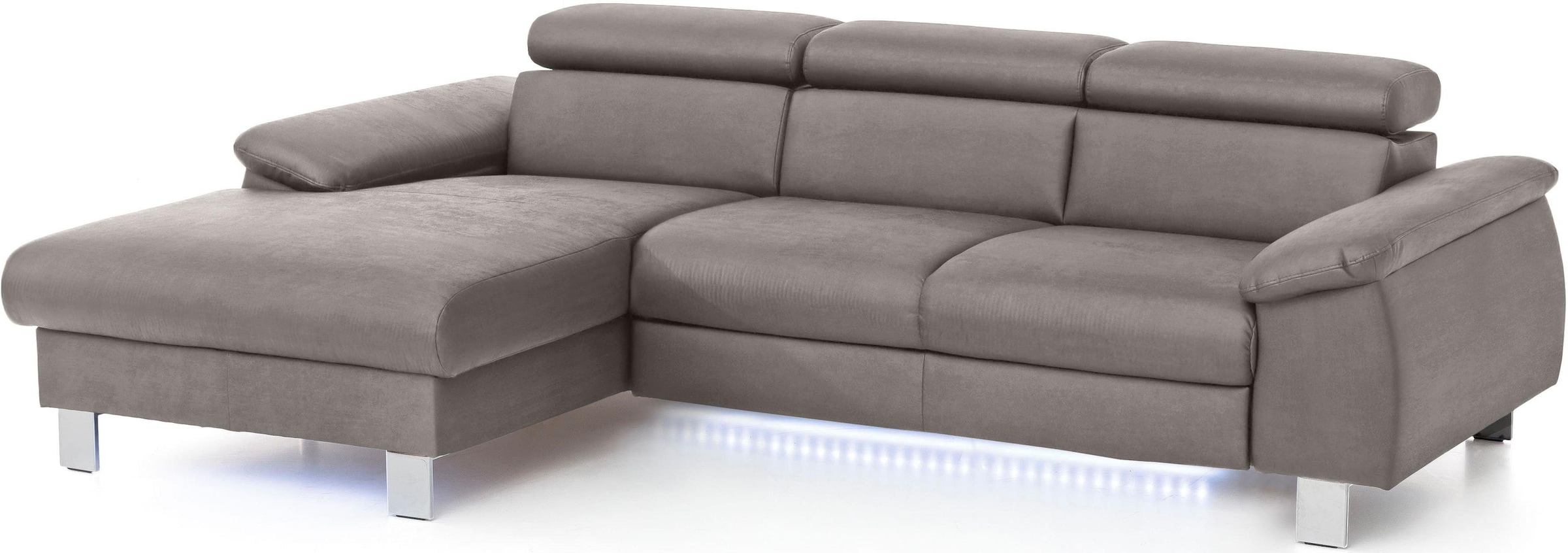 COTTA Ecksofa Komaris, Ecksofa, wahlweise mit RGB-LED-Beleuchtung und Bettf günstig online kaufen