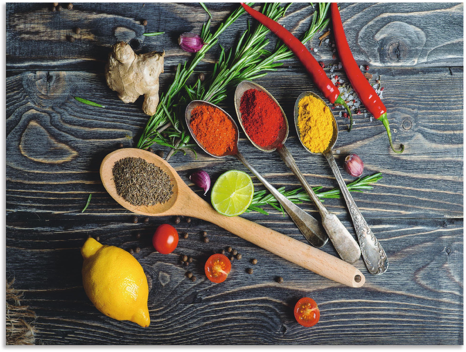 Artland Wandbild »Gewürze in Metalllöffeln« Lebensmittel 1 Stk. tlg. als Al günstig online kaufen