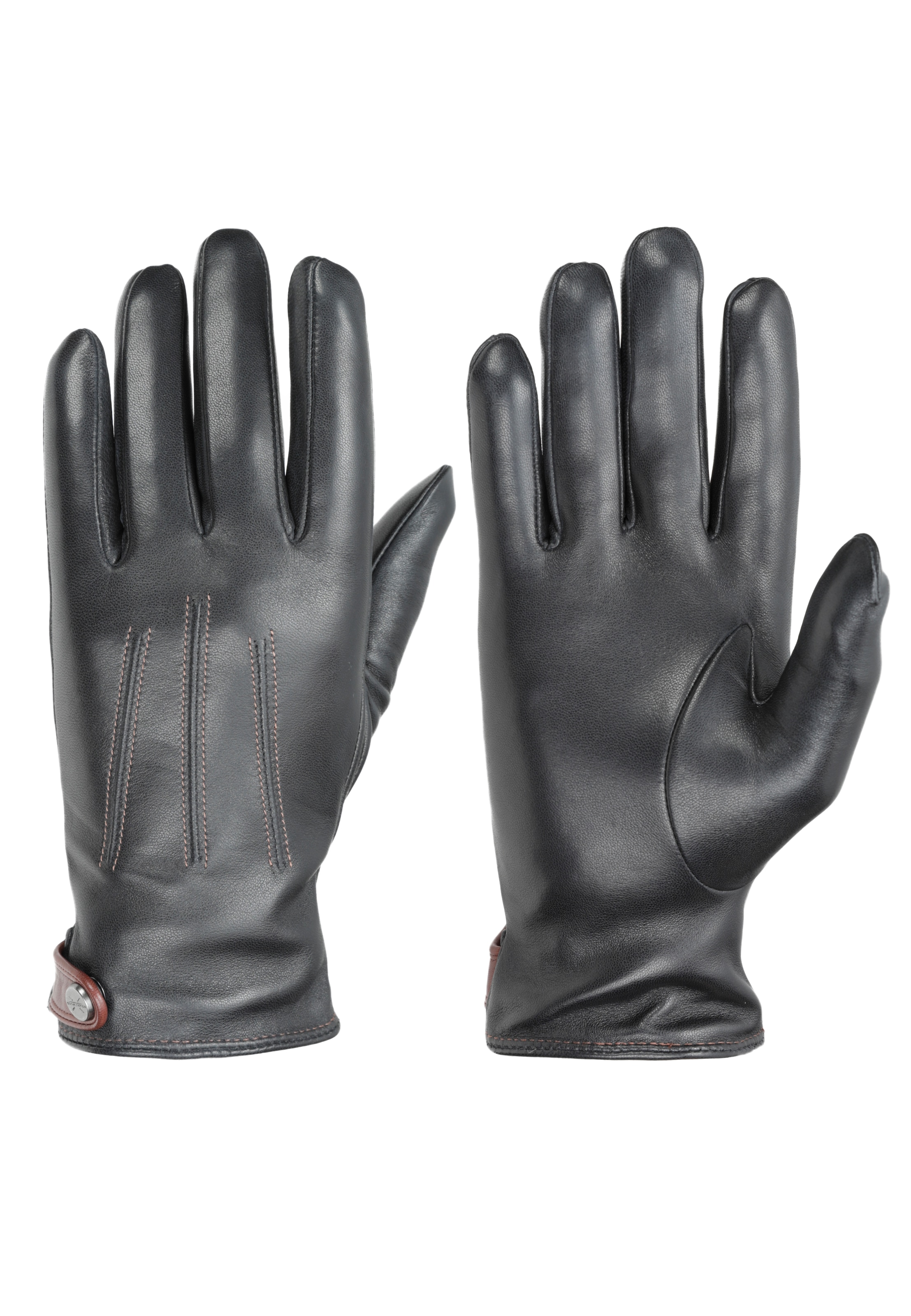 PEARLWOOD Lederhandschuhe »TAYLOR« 1 Paar, gefüttert, Ziernähte, seitlicher Lederriegel in Kontrastfarbe black