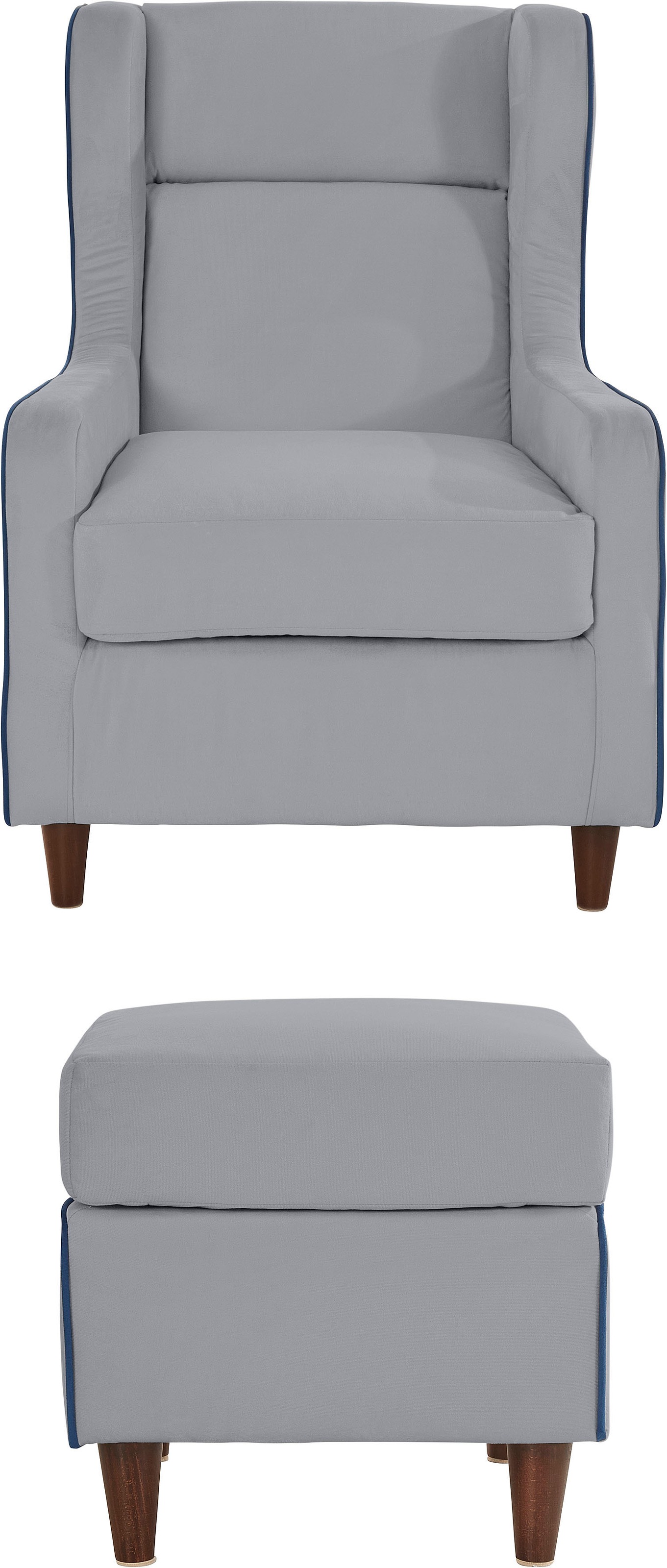 INOSIGN Ohrensessel »Rhada«, mit farblich abgesetztem Keder, B/T/H: 73/85/99 cm