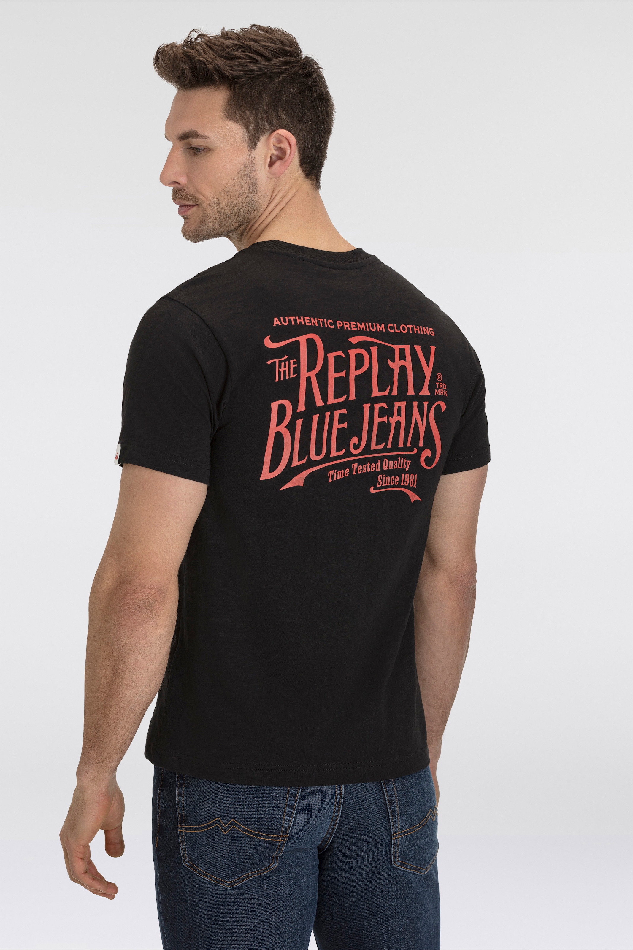 Replay T-Shirt, mit Rückenprint