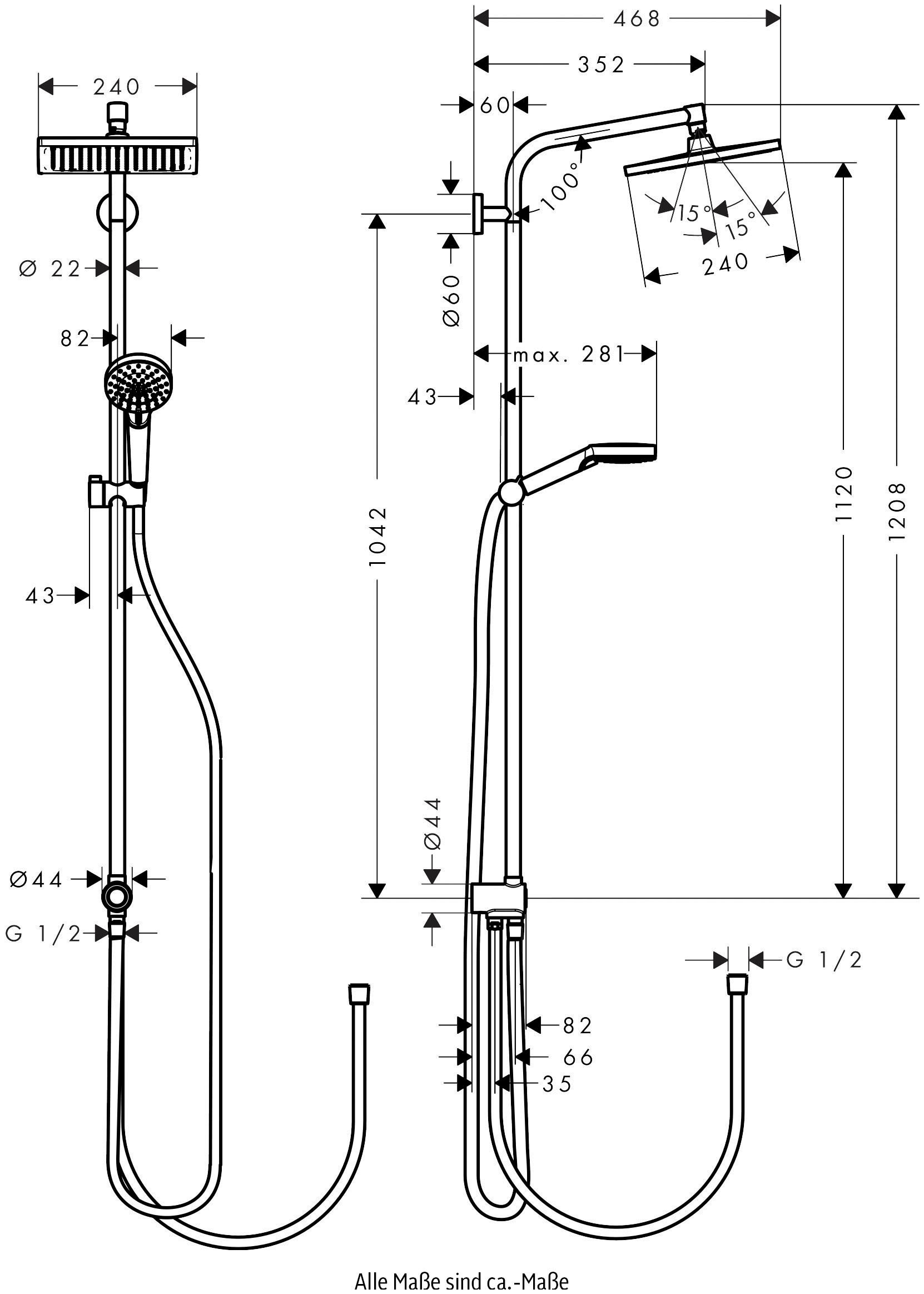 hansgrohe Duschsystem »Crometta E«, (Komplett-Set), 24cm, wassersparend 9 l/min, Reno, chrom